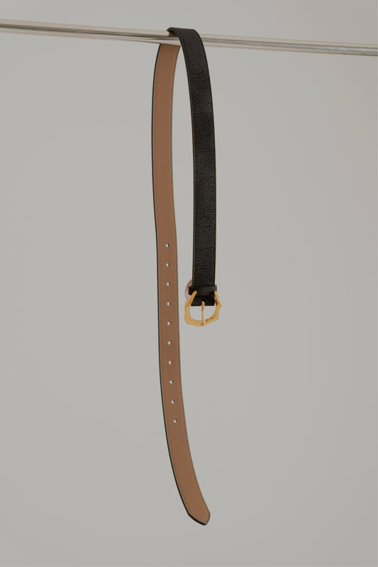 Oval Gold Buckle Leather Belt