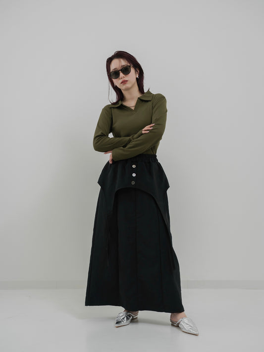 Double Wrap Button Skirt