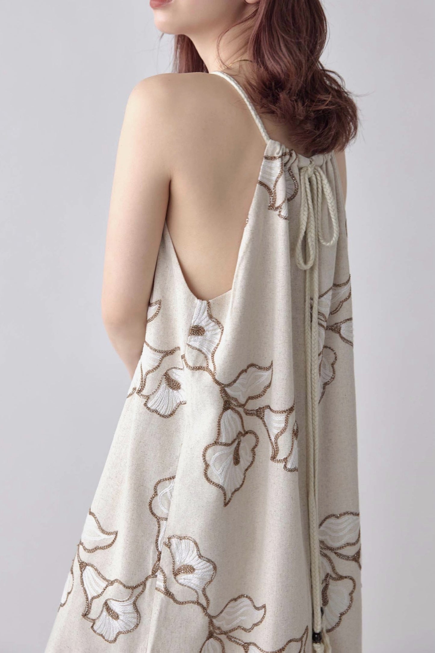 Line Flower Embroidery Dress