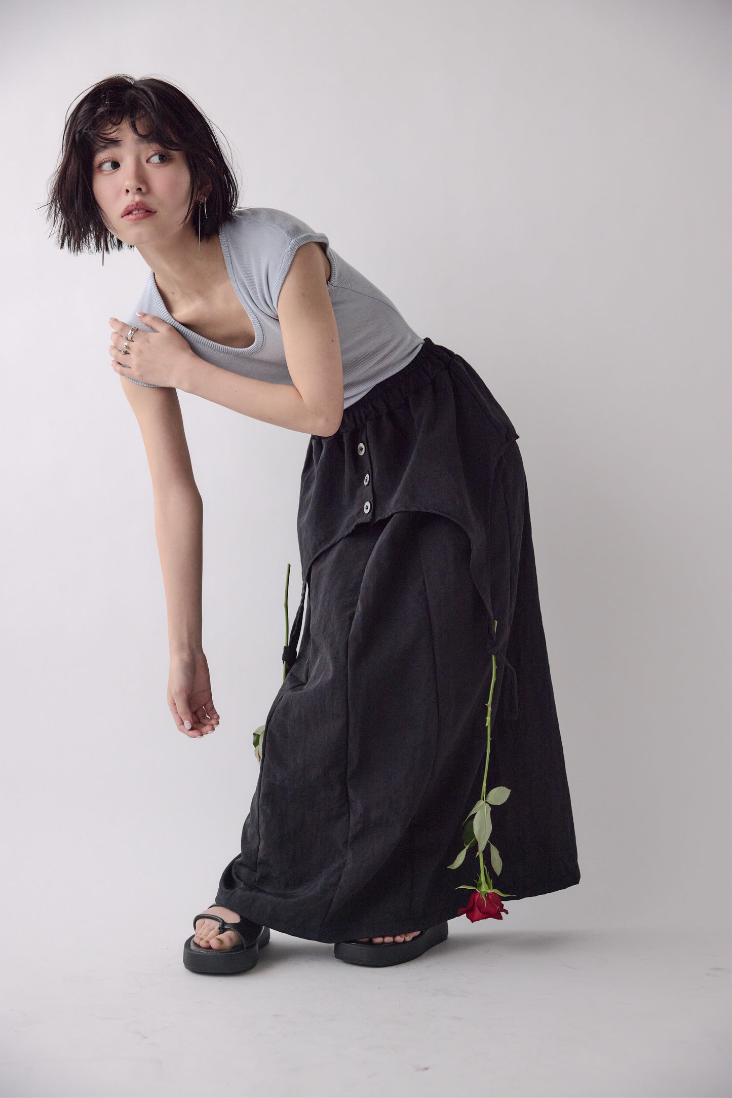 Double Wrap Button Skirt