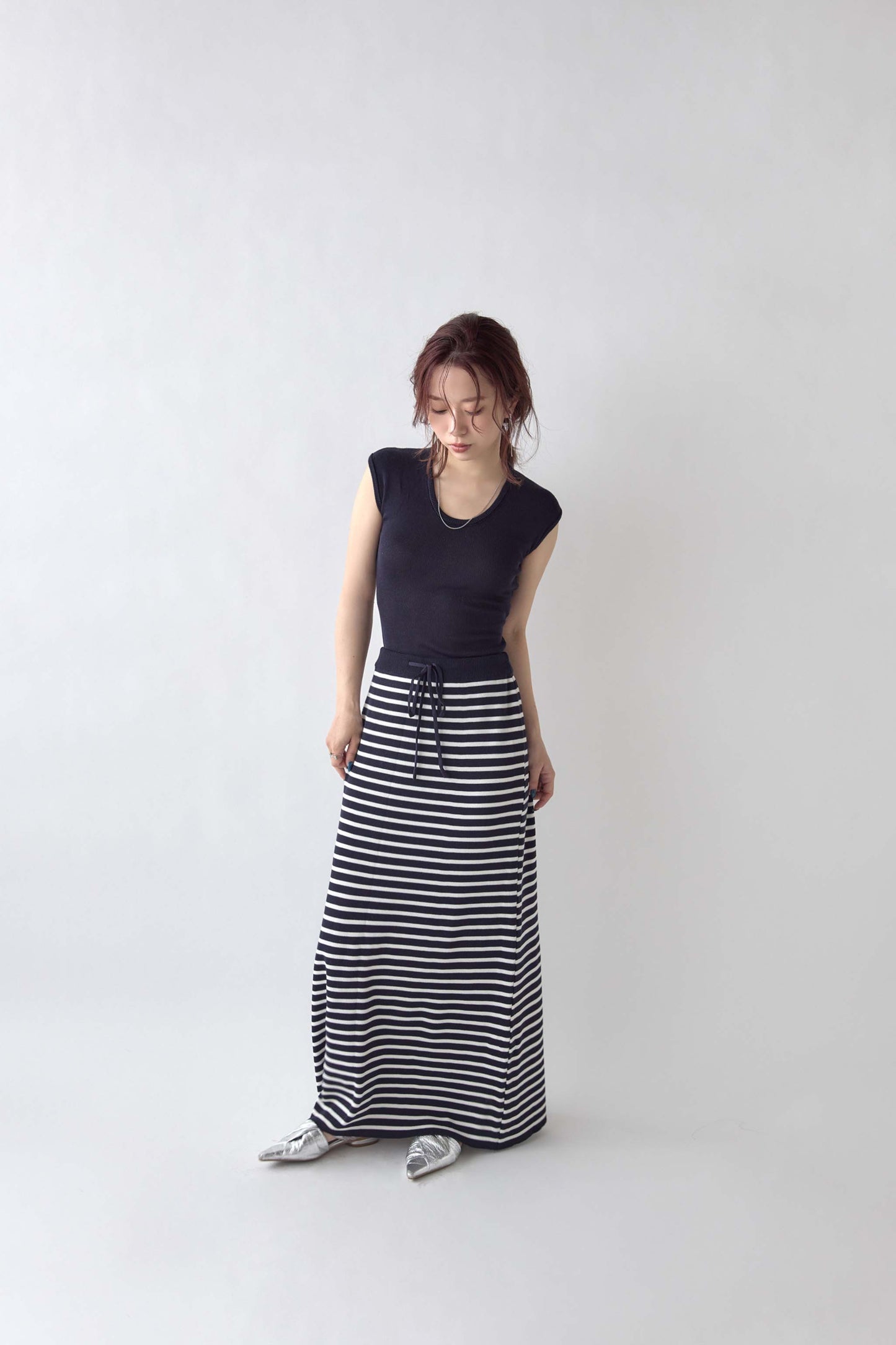 U Neck Border Knit Set