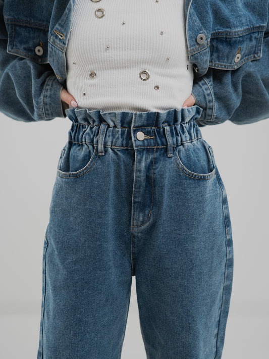 Petal Waist Denim Pants
