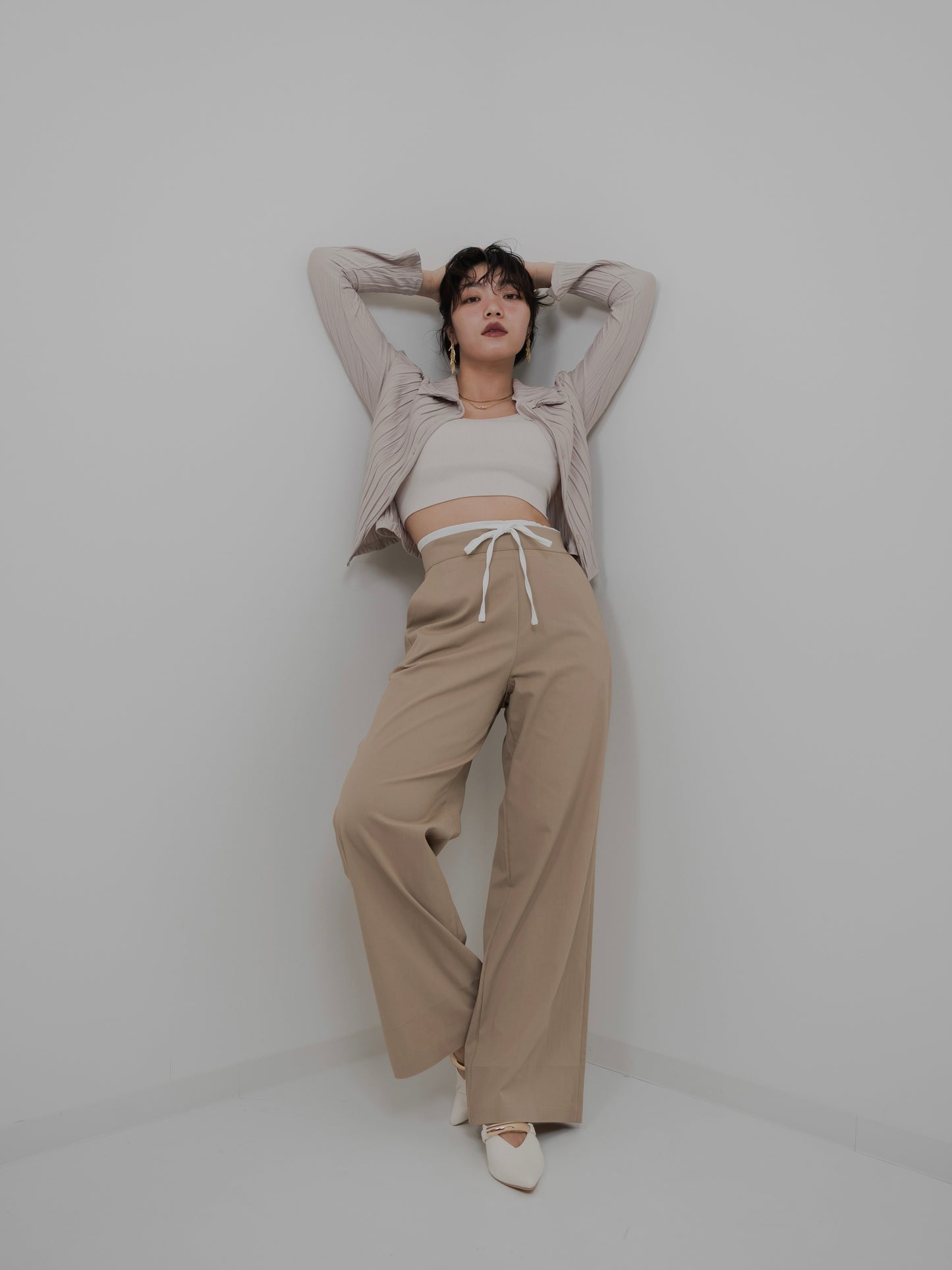 Waist Layered Slacks Pants