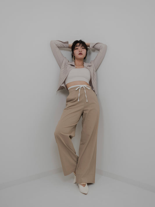 Waist Layered Slacks Pants