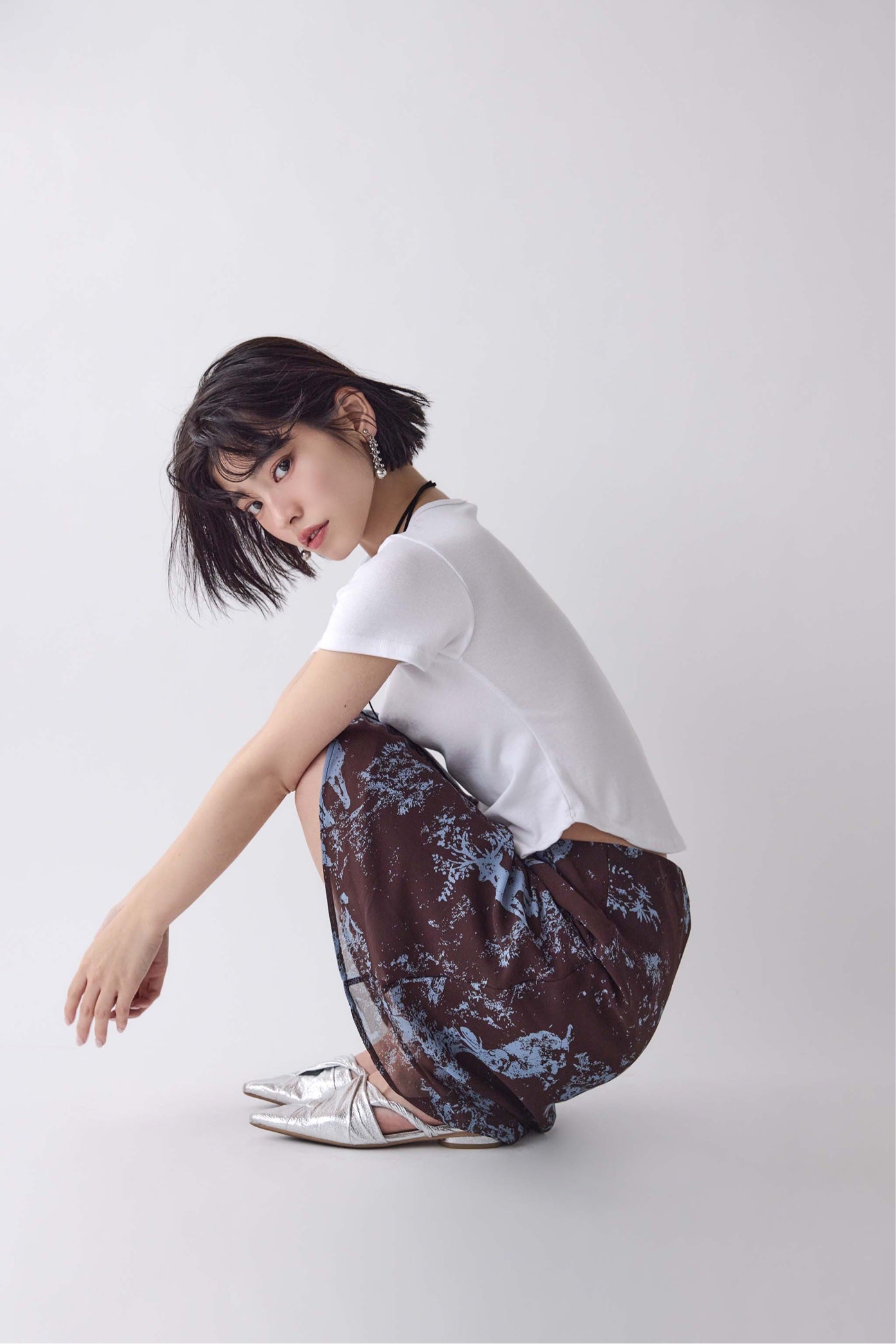 Abstract Sheer Midi Skirt