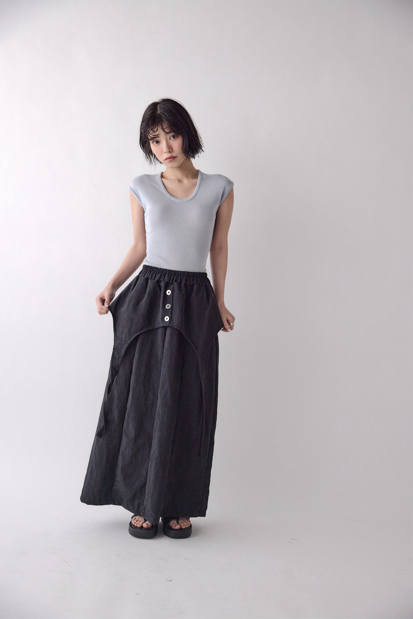 Double Wrap Button Skirt
