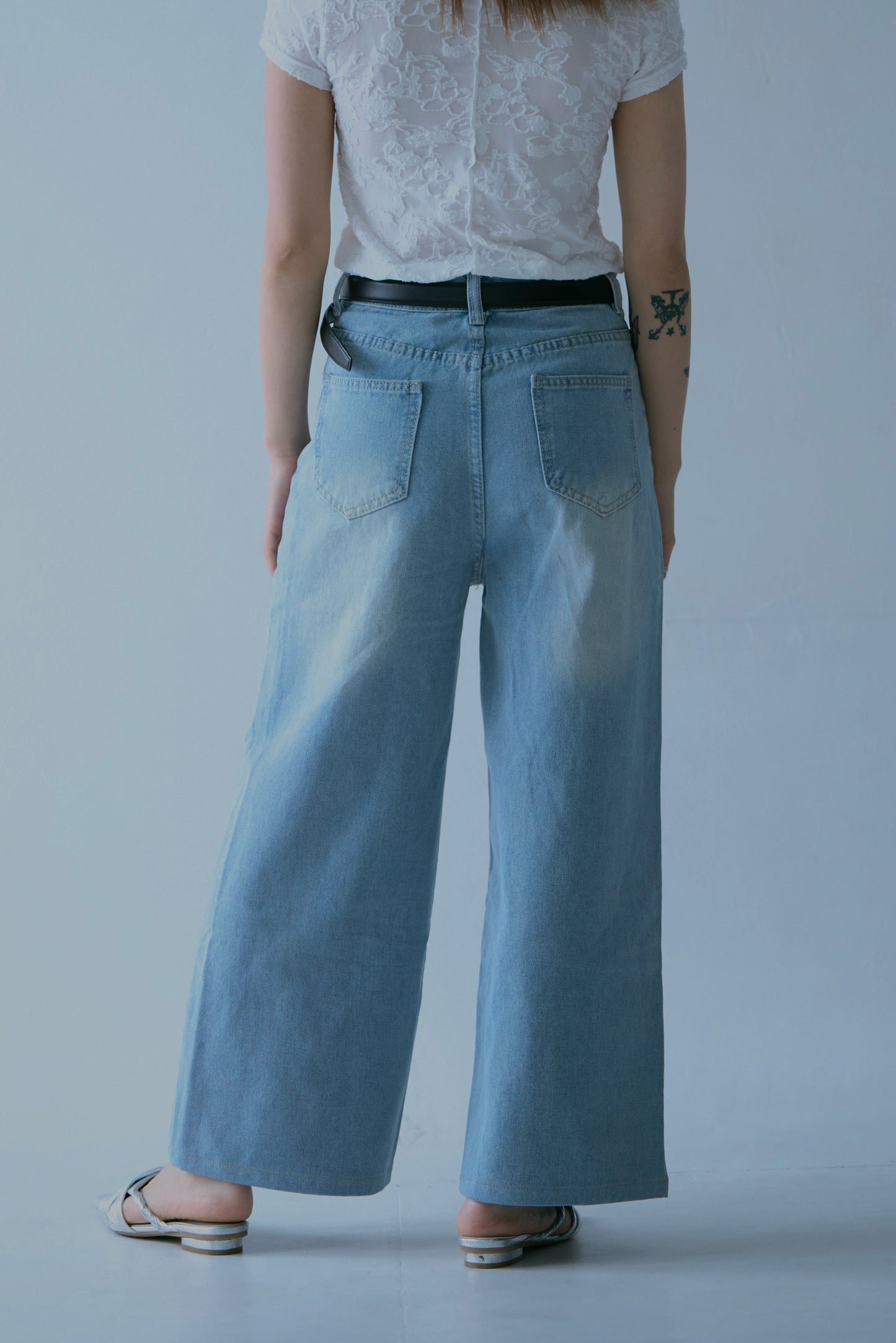 Lace Wide Denim Pants
