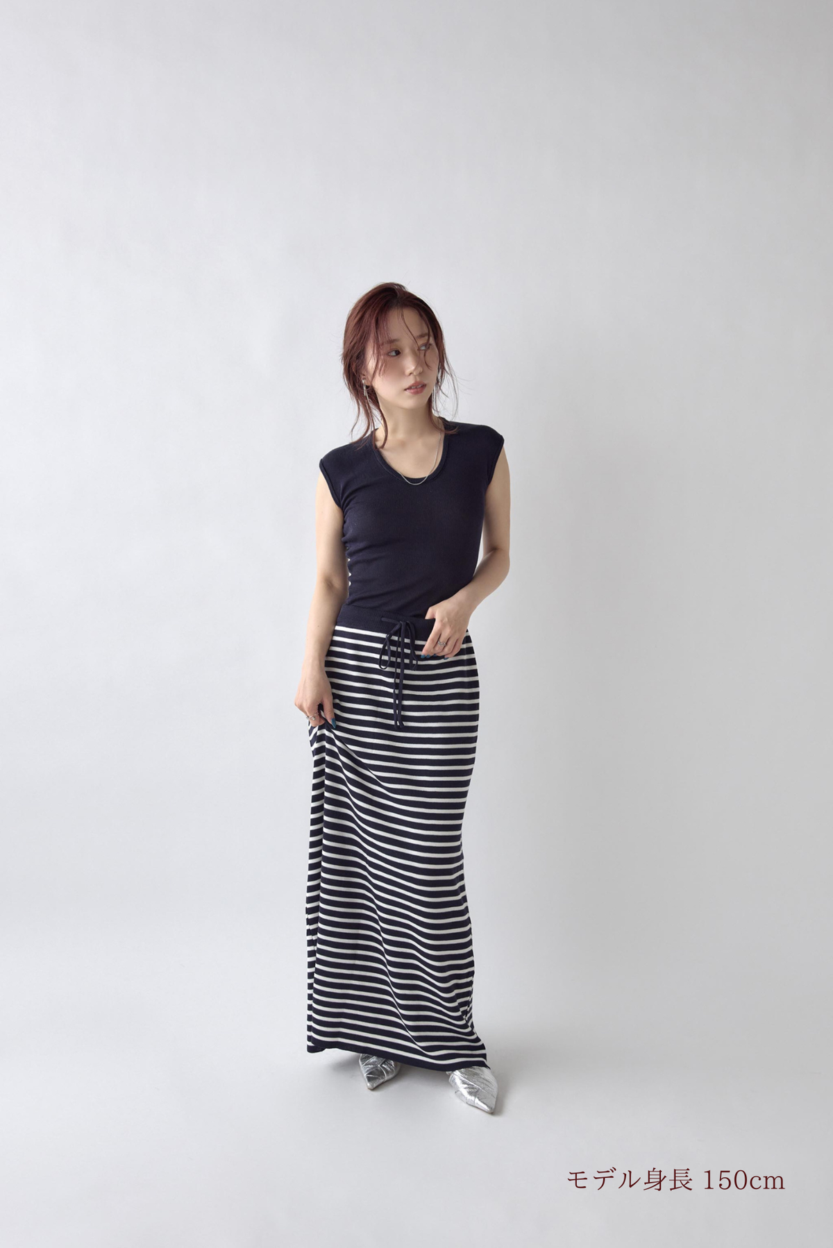 U Neck Border Knit Set