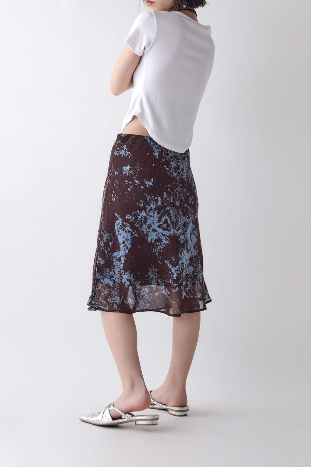 Abstract Sheer Midi Skirt