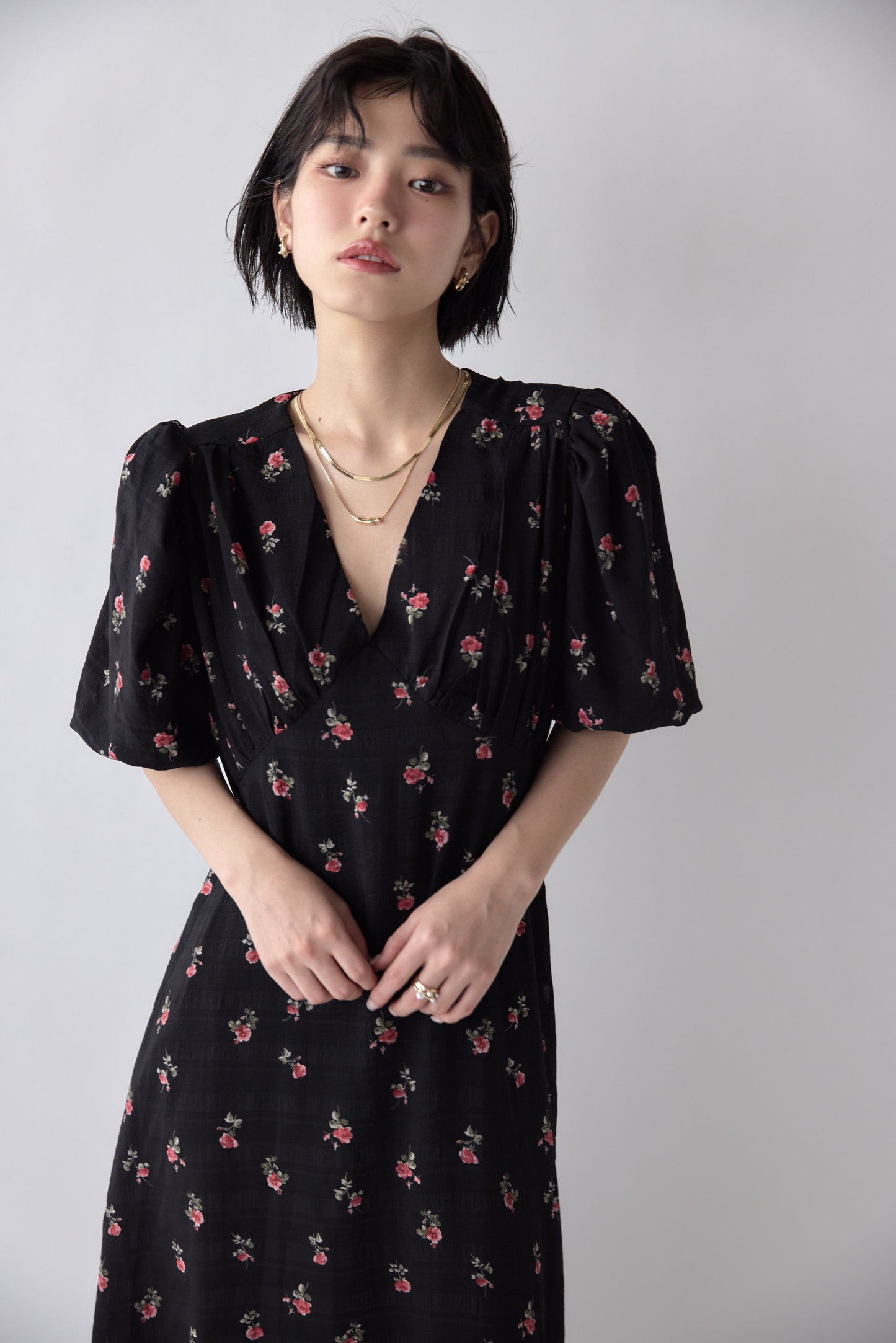 Classic Floral Puff Dress
