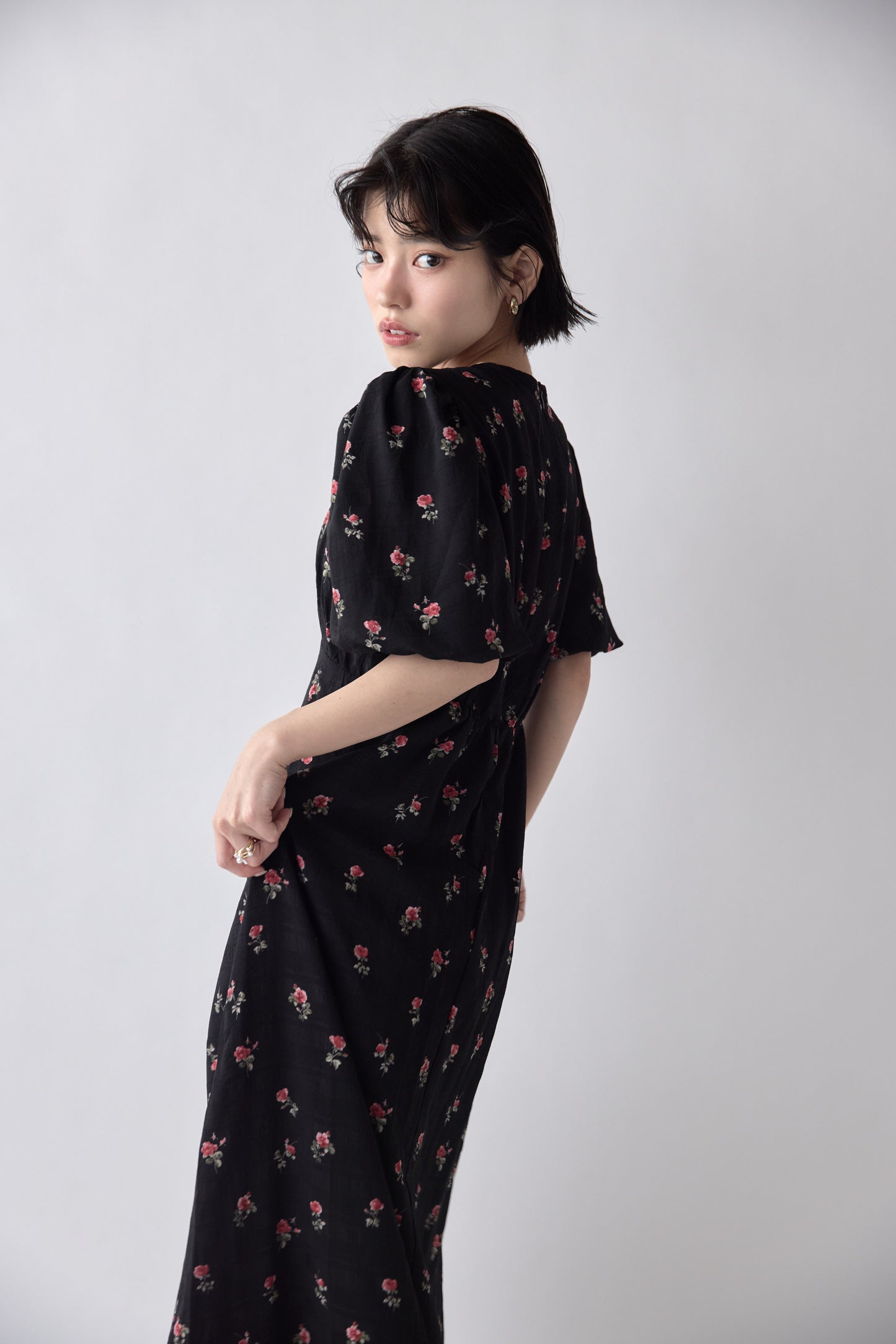 Classic Floral Puff Dress