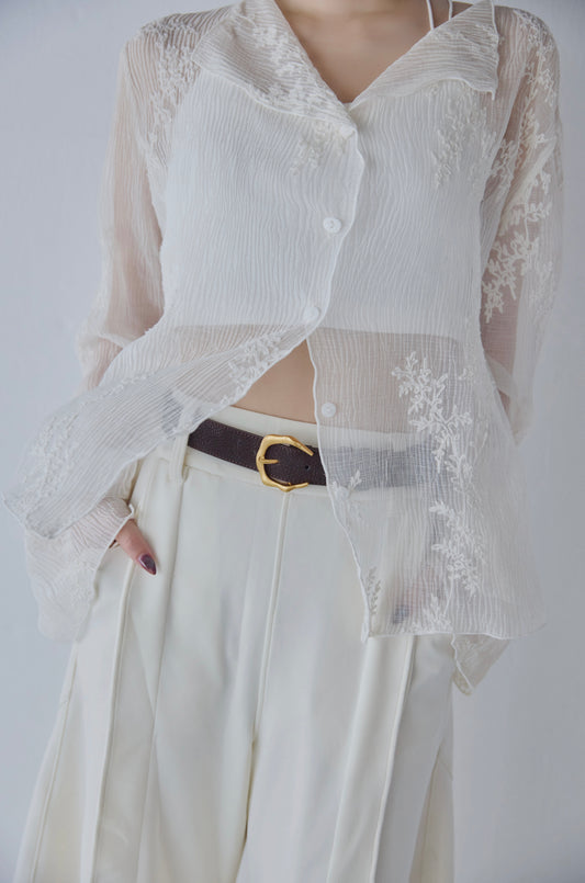 Oval Gold Buckle Leather Belt　