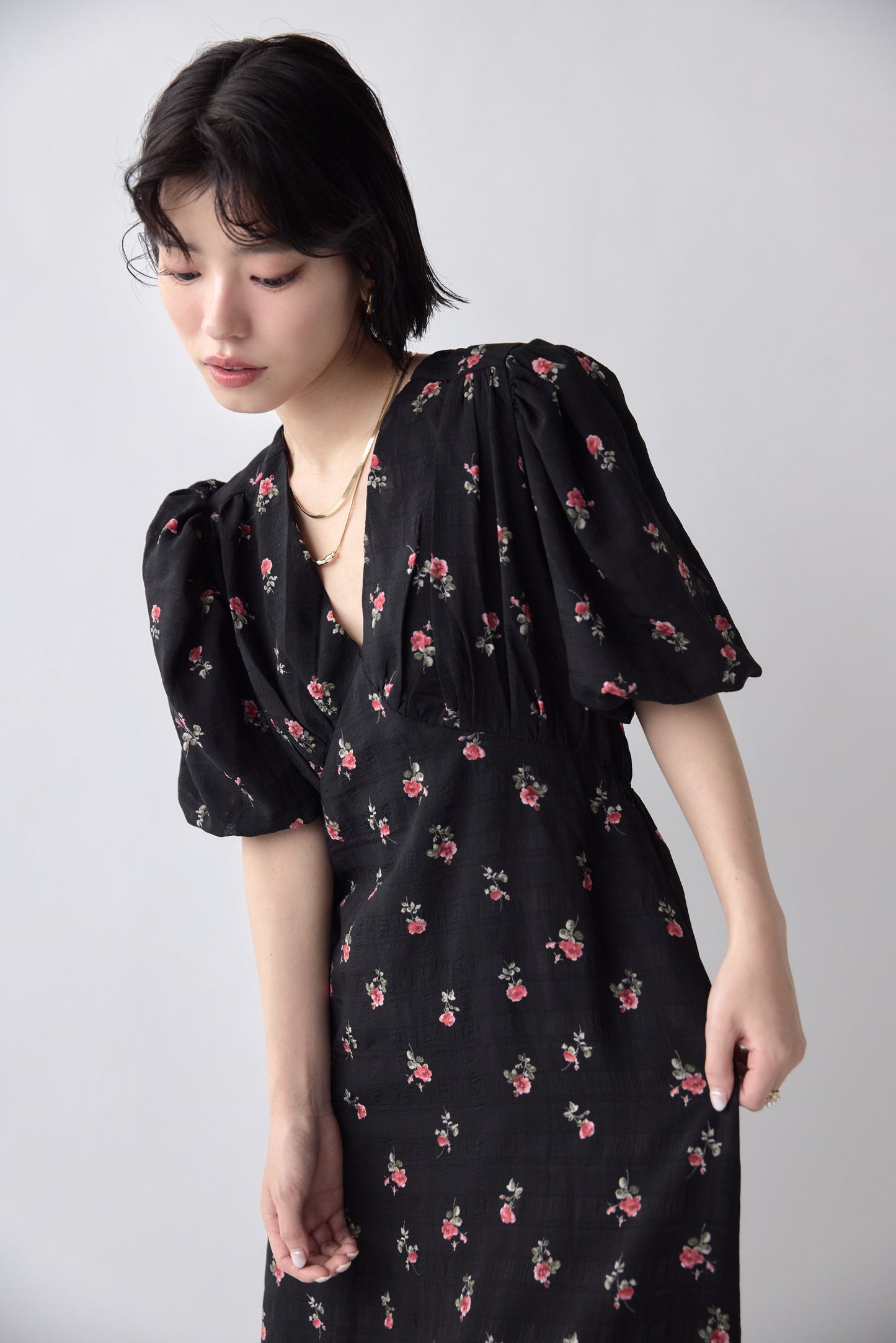 Classic Floral Puff Dress