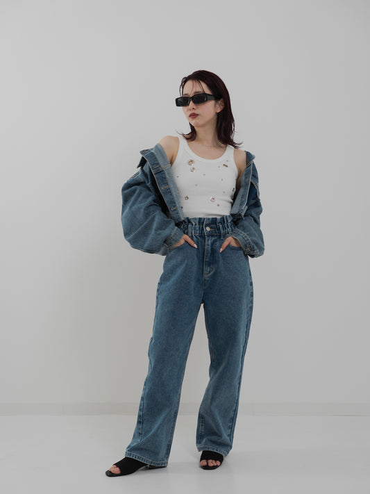 Petal Waist Denim Pants