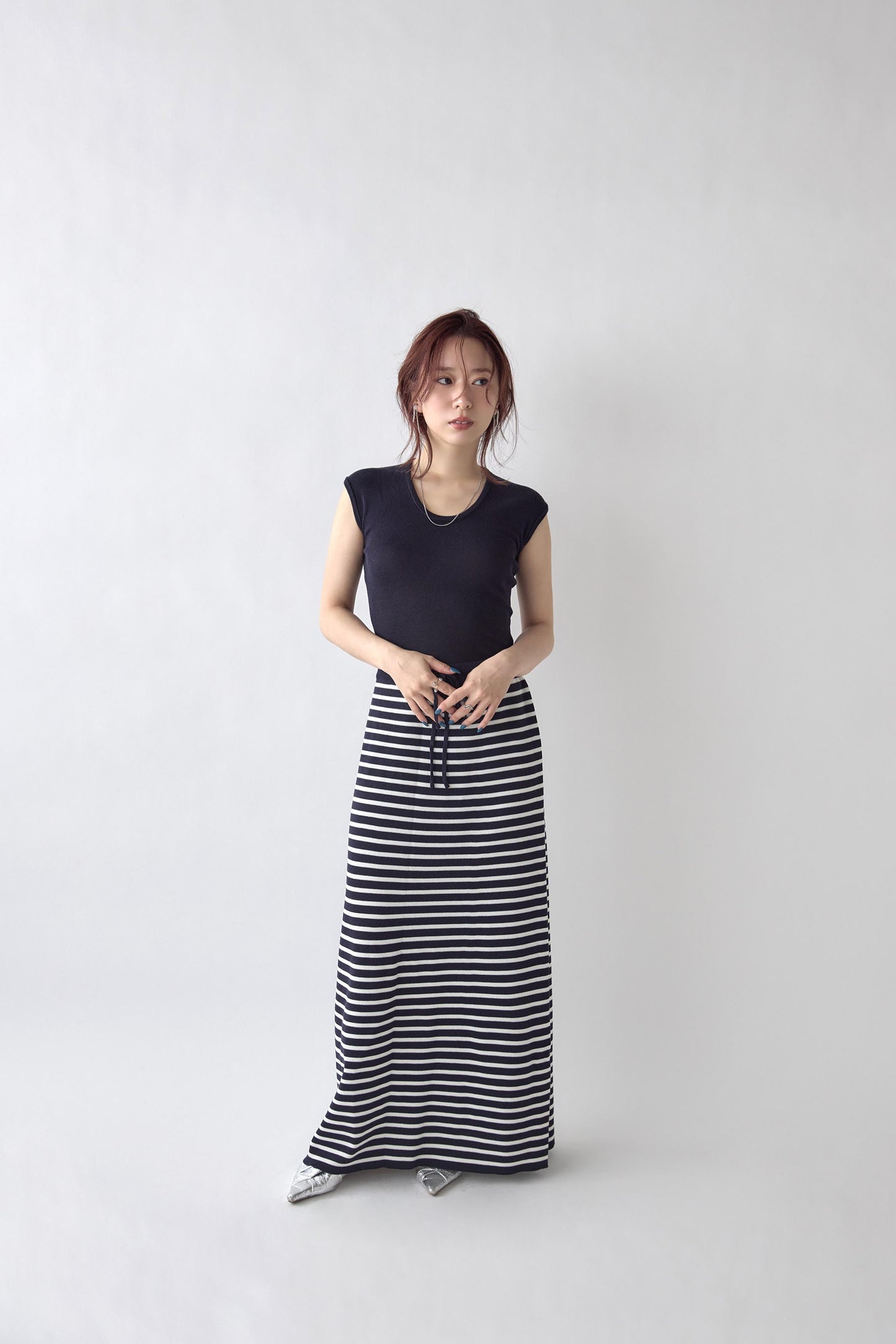 U Neck Border Knit Set