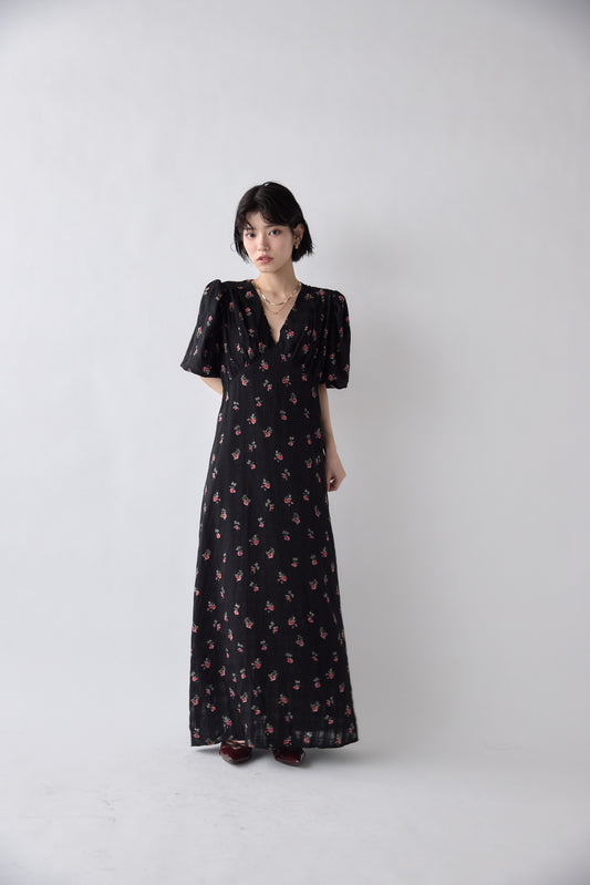 Classic Floral Puff Dress