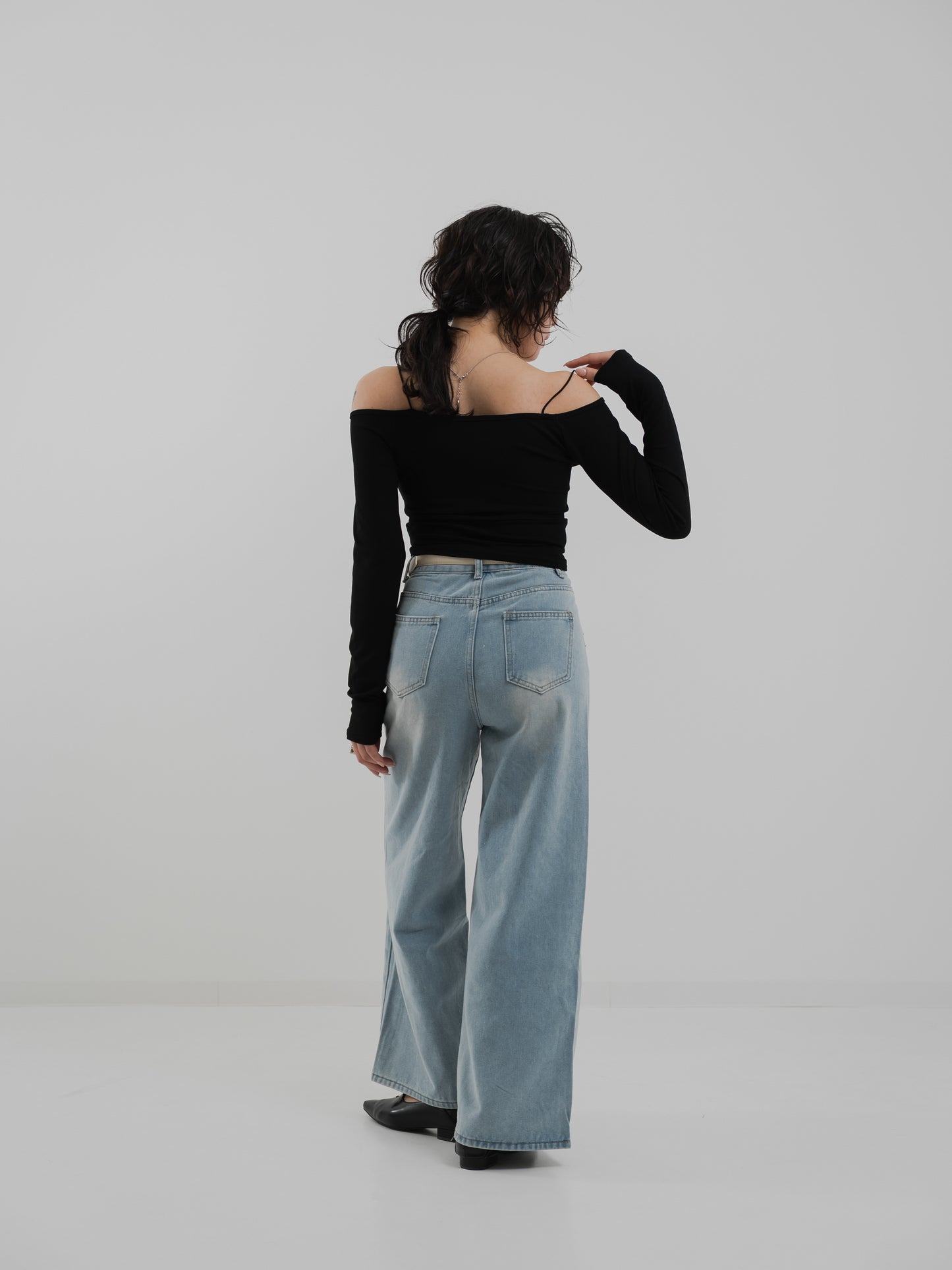Lace Wide Denim Pants