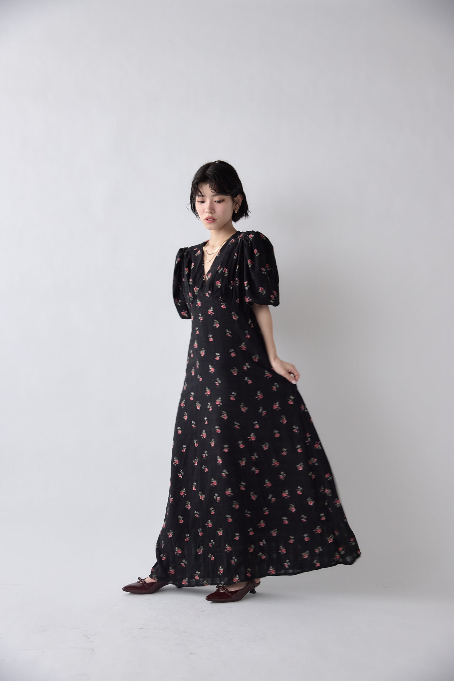 Classic Floral Puff Dress