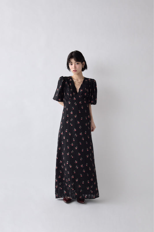 Classic Floral Puff Dress