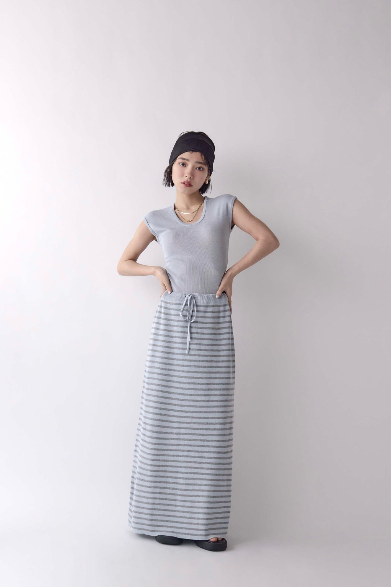 U Neck Border Knit Set