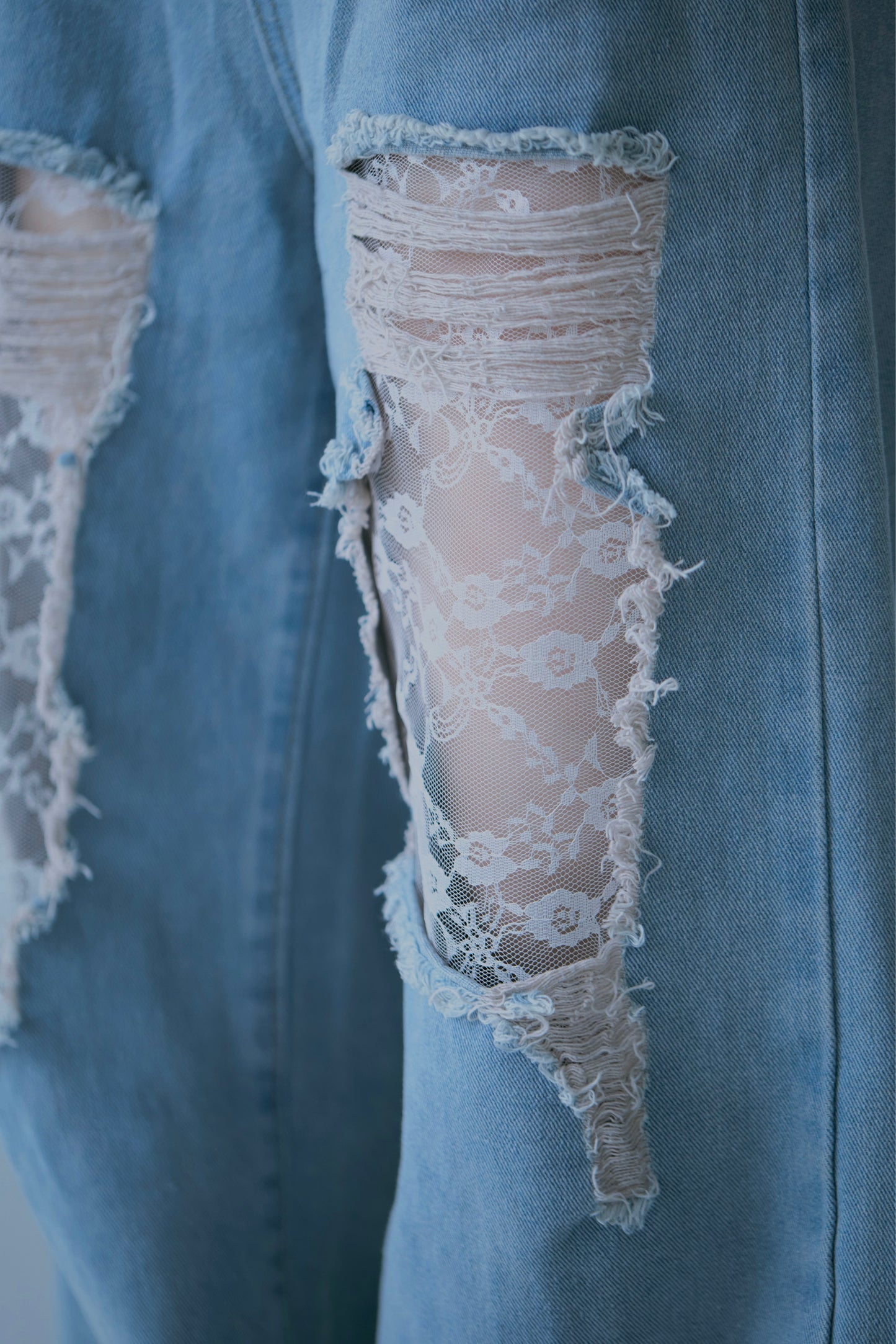 Lace Wide Denim Pants