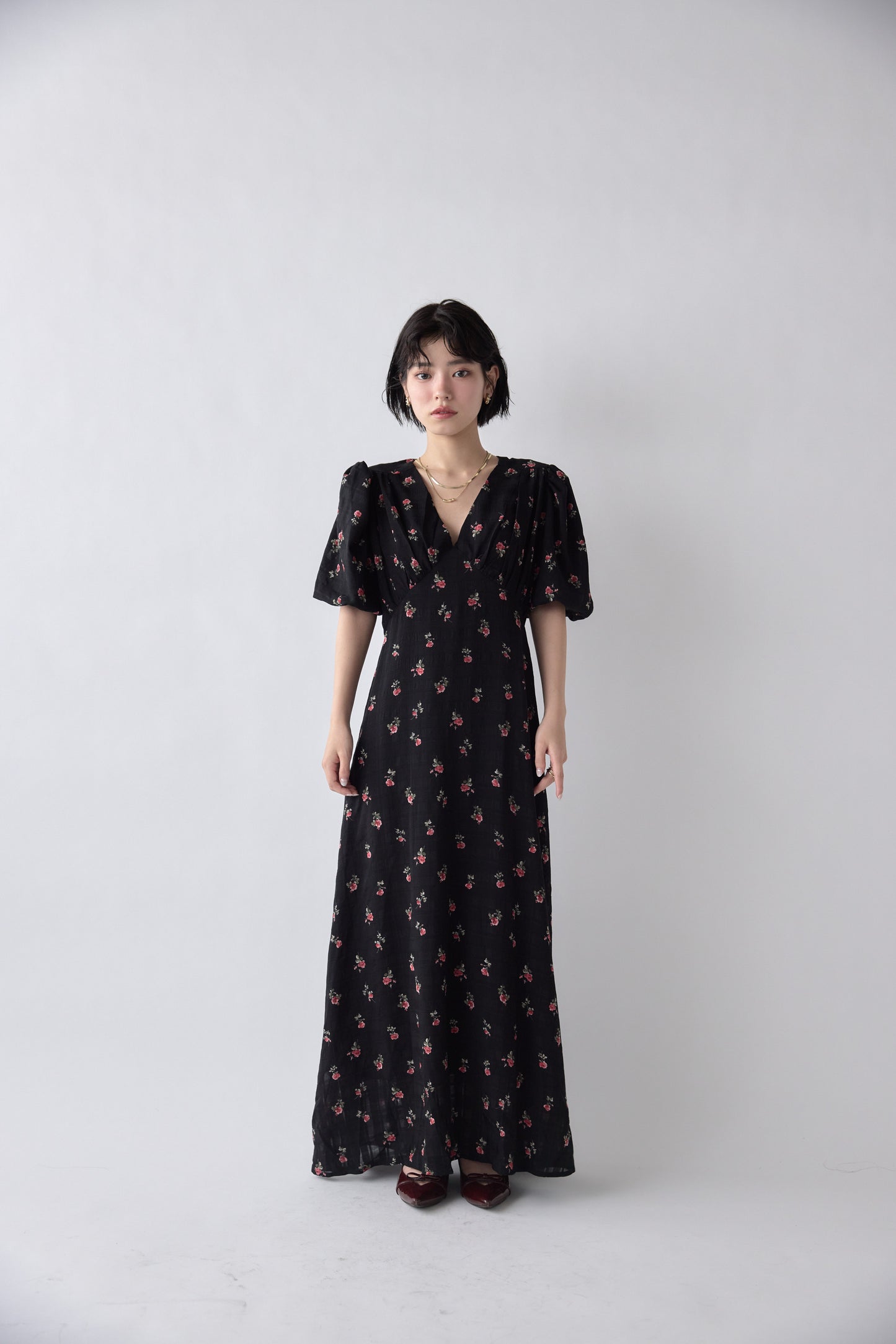 Classic Floral Puff Dress