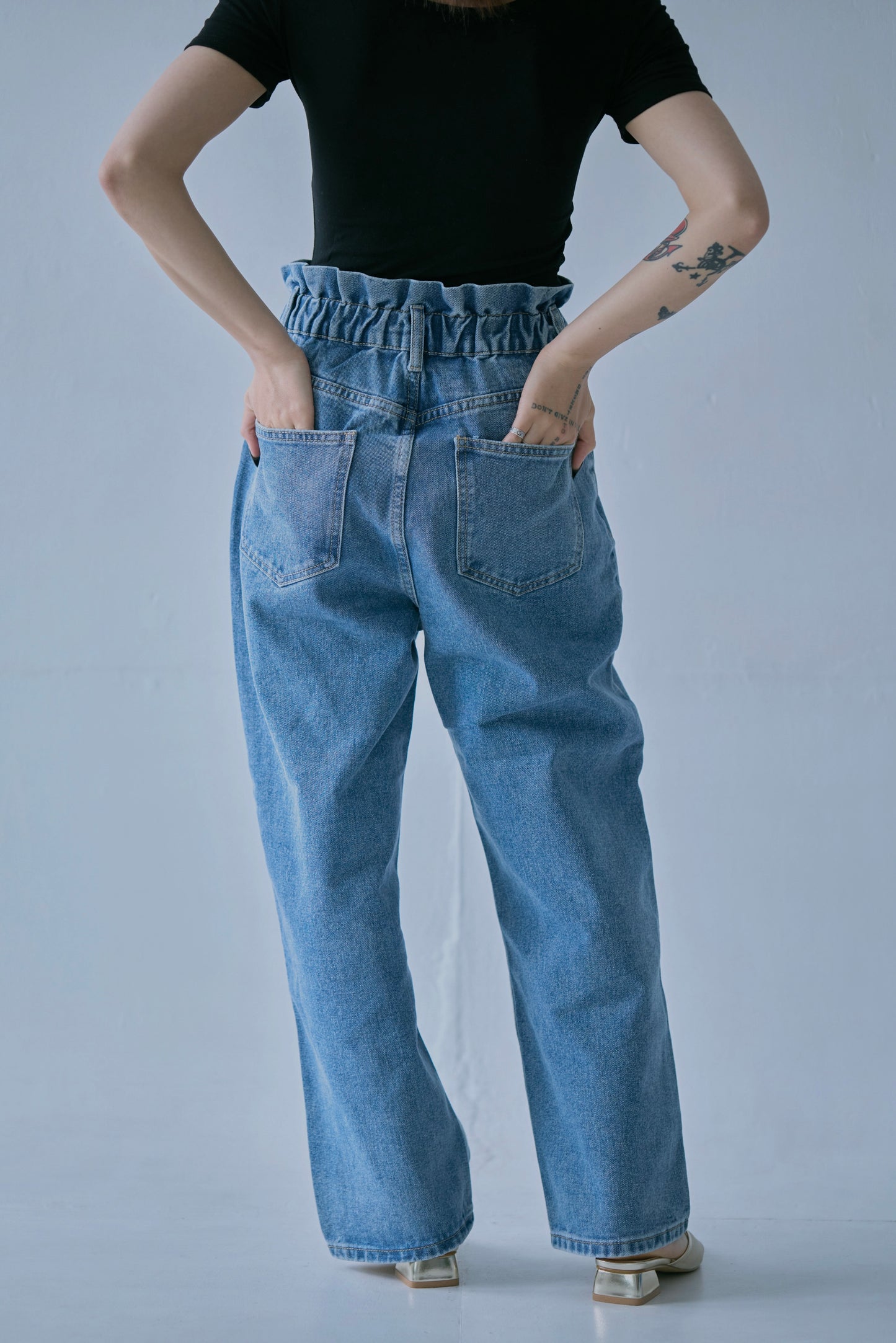 Petal Waist Denim Pants