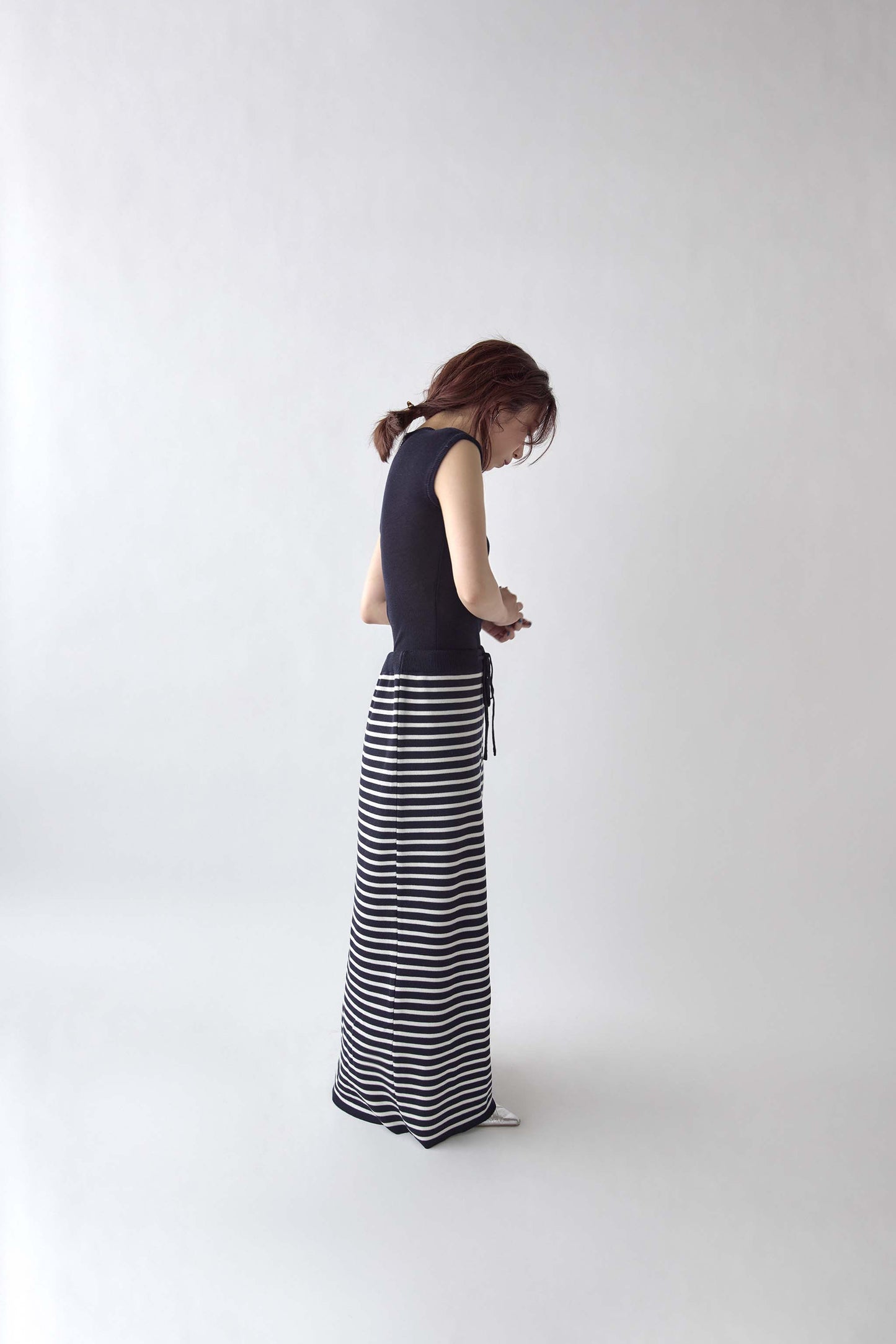 U Neck Border Knit Set