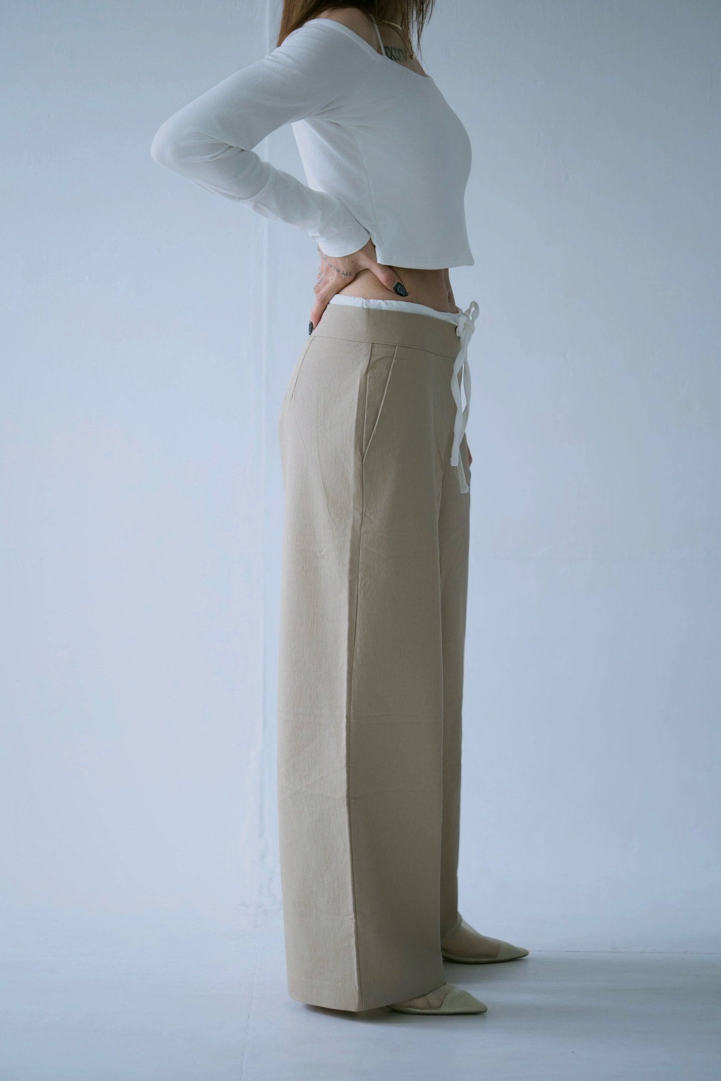Waist Layered Slacks Pants
