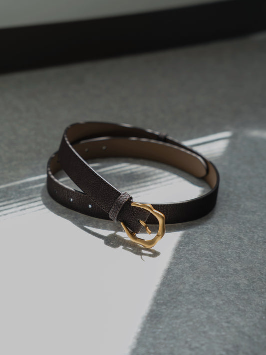 Oval Gold Buckle Leather Belt　