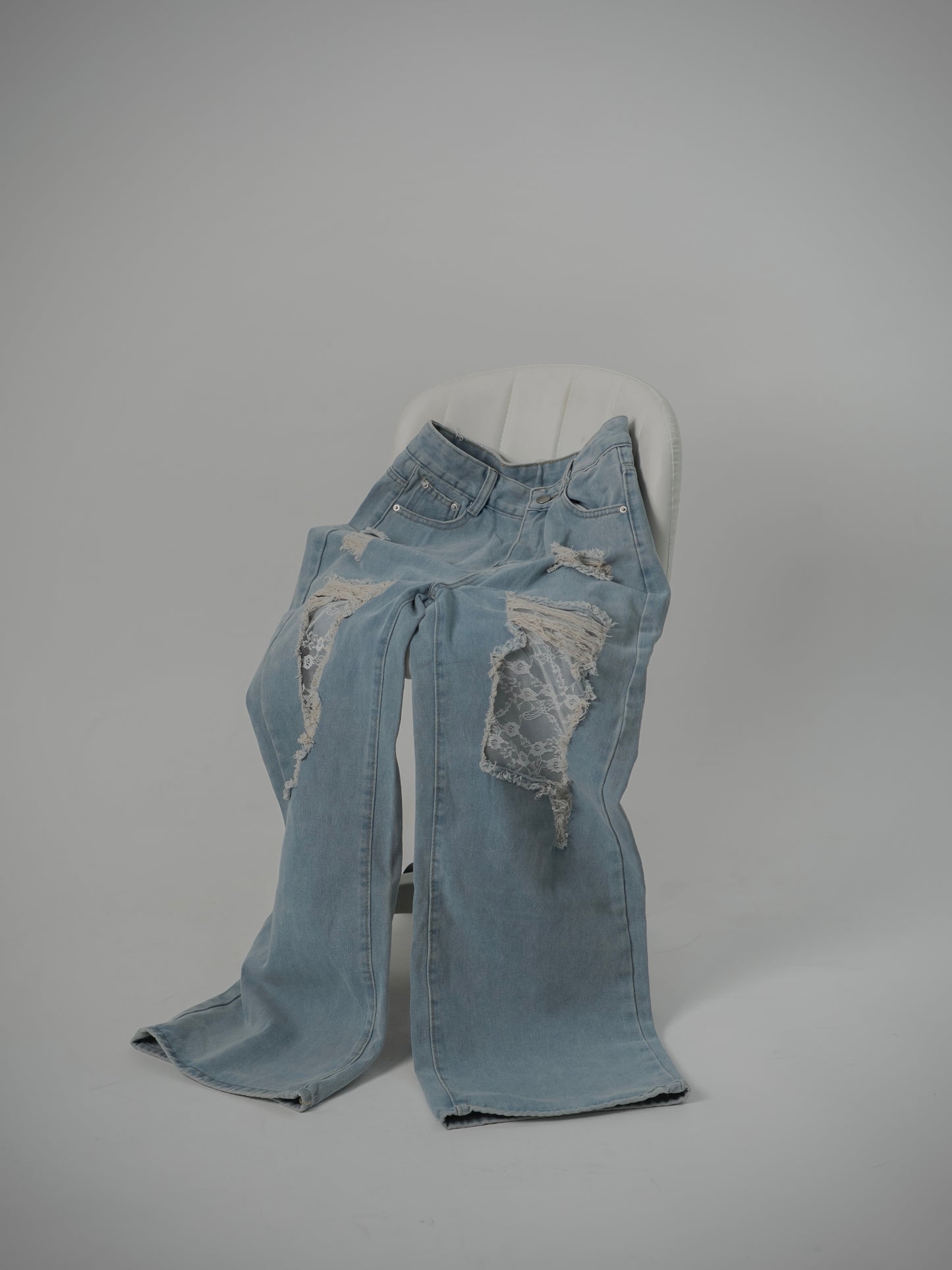 Lace Wide Denim Pants
