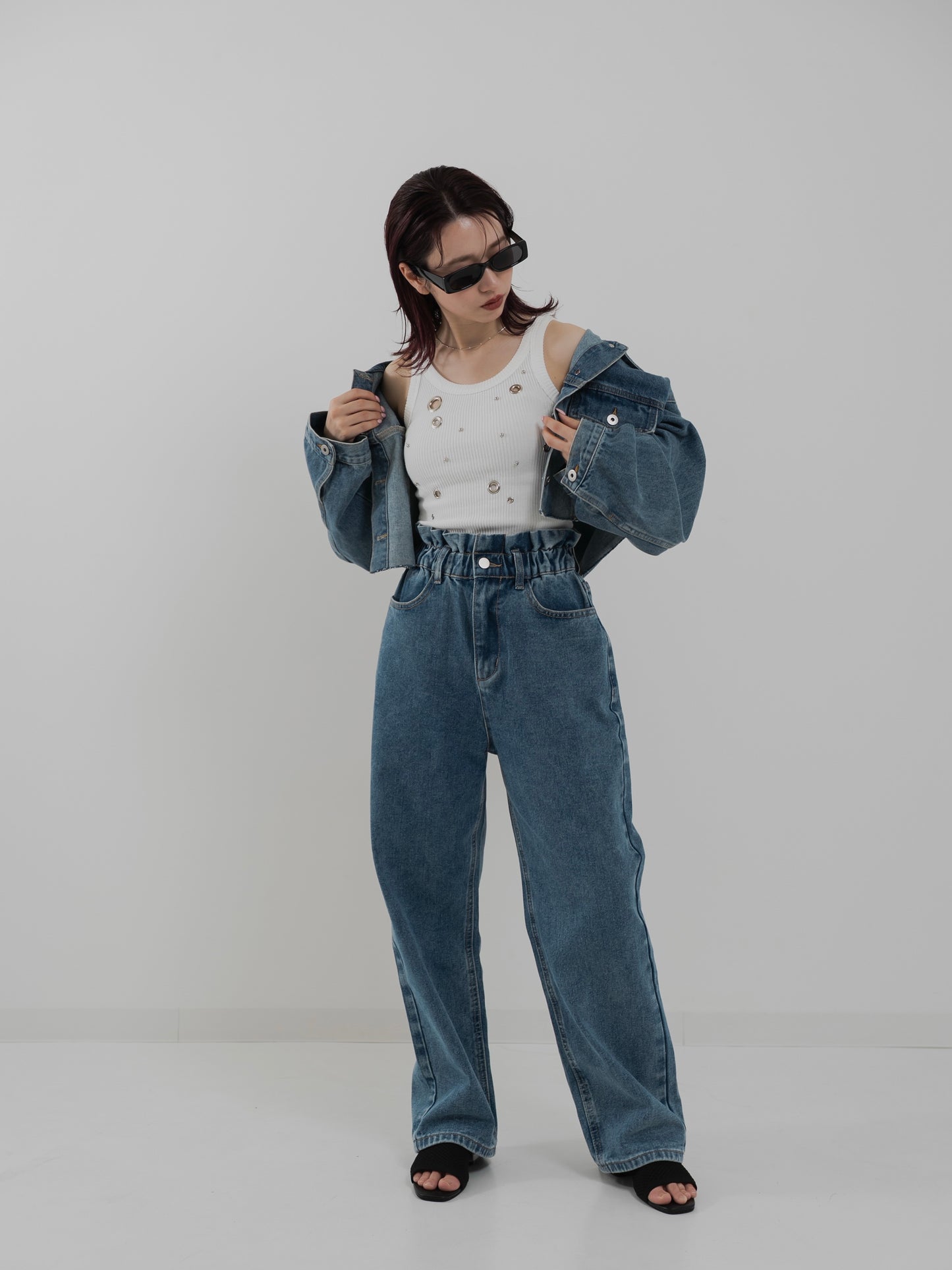 Petal Waist Denim Pants
