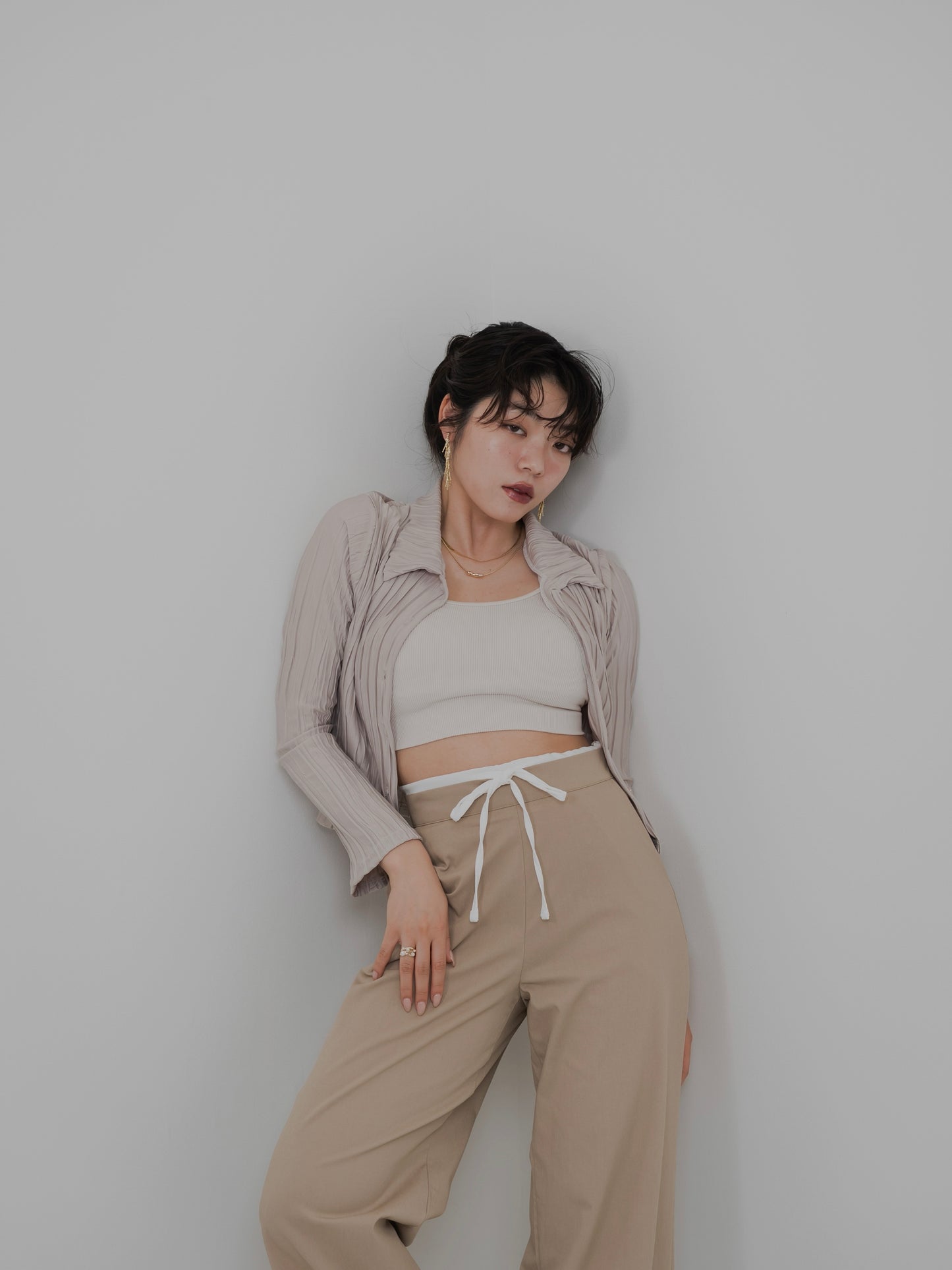 Waist Layered Slacks Pants