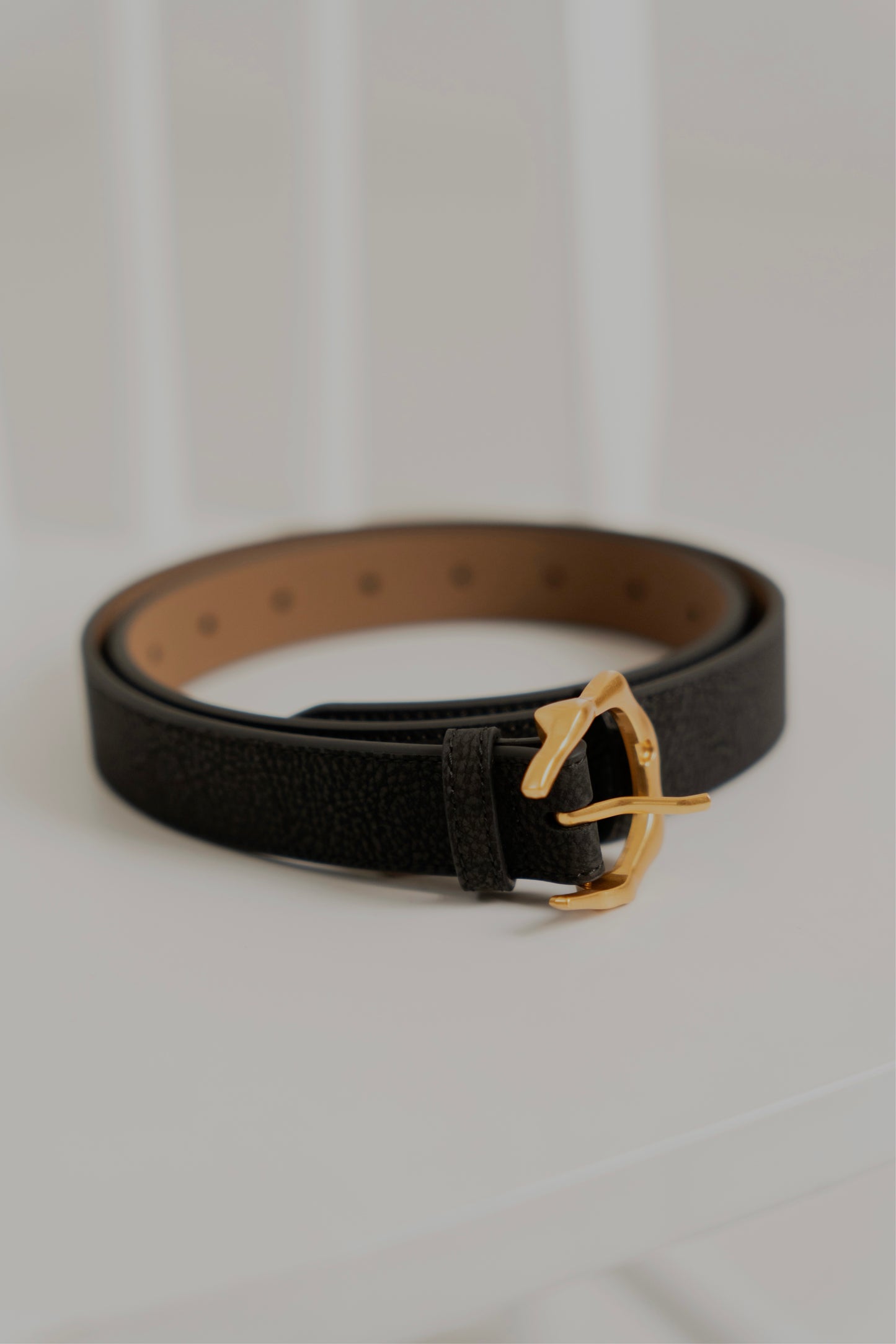 Oval Gold Buckle Leather Belt