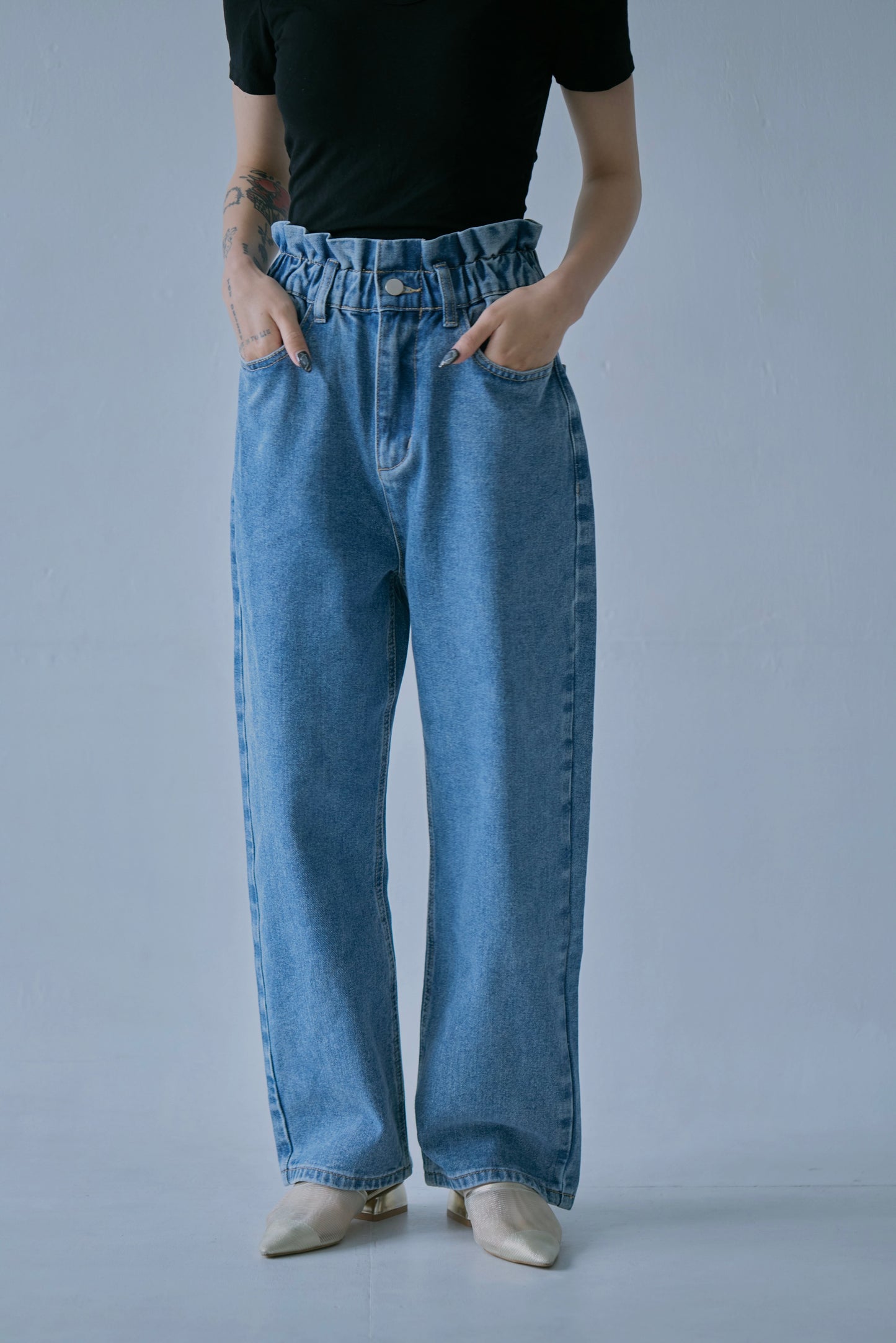 Petal Waist Denim Pants