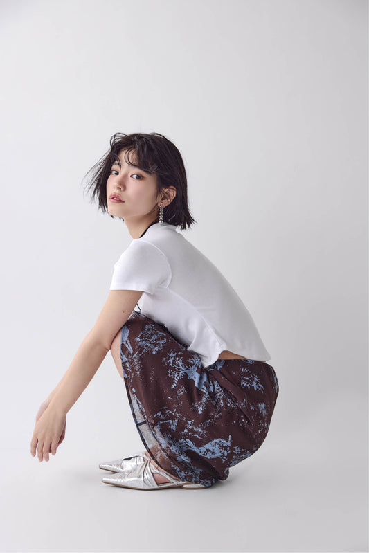 Abstract Sheer Midi Skirt