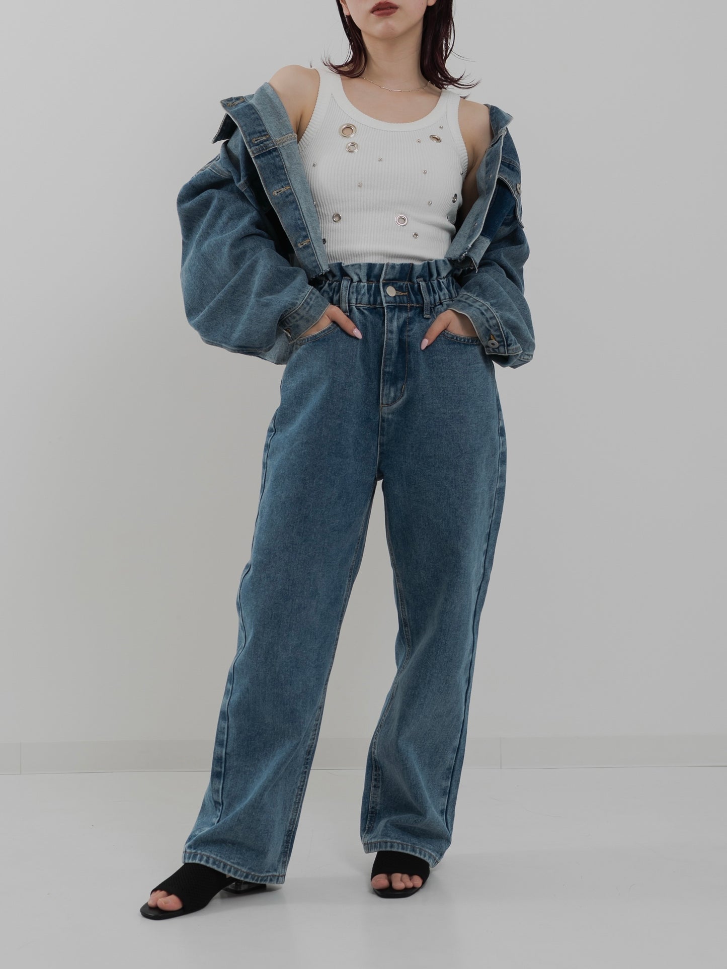 Petal Waist Denim Pants