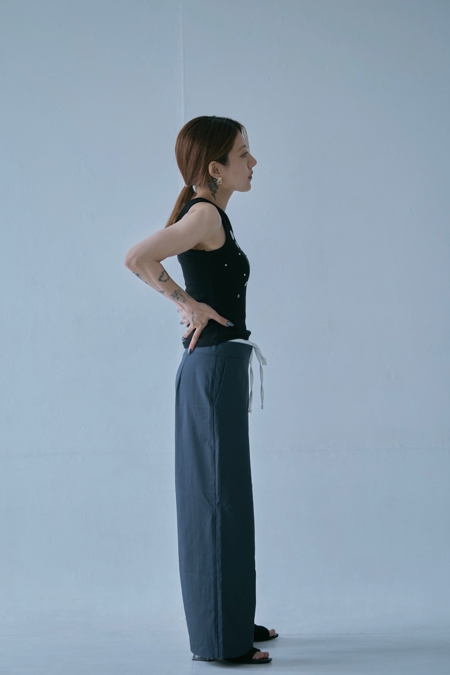 Waist Layered Slacks Pants