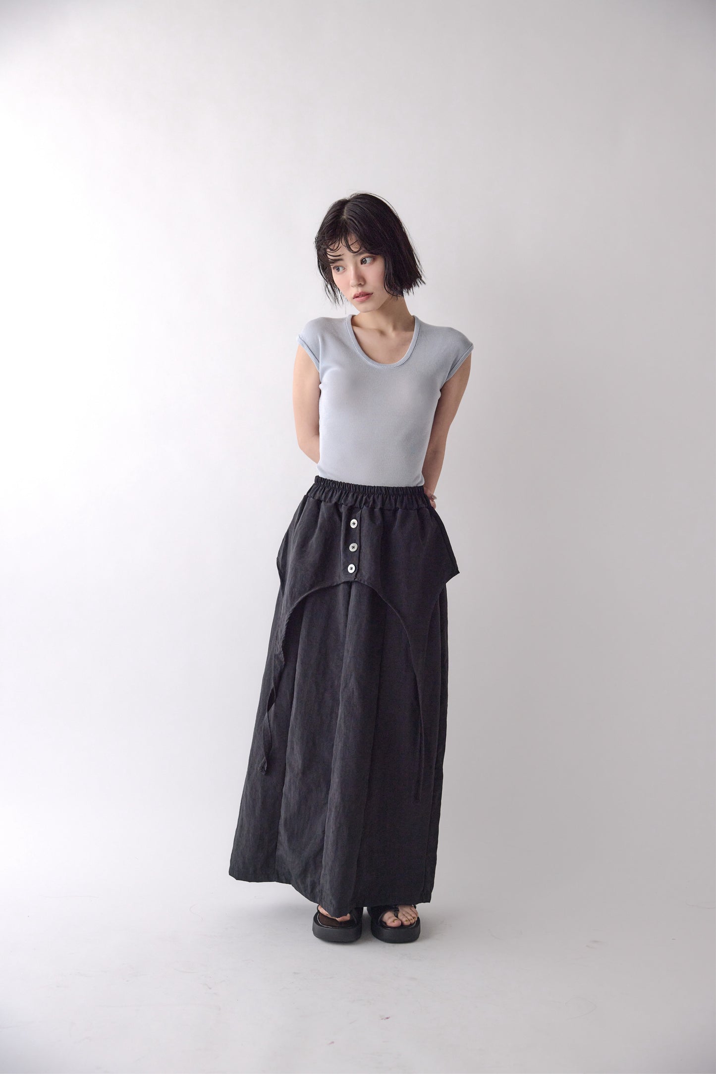 Double Wrap Button Skirt