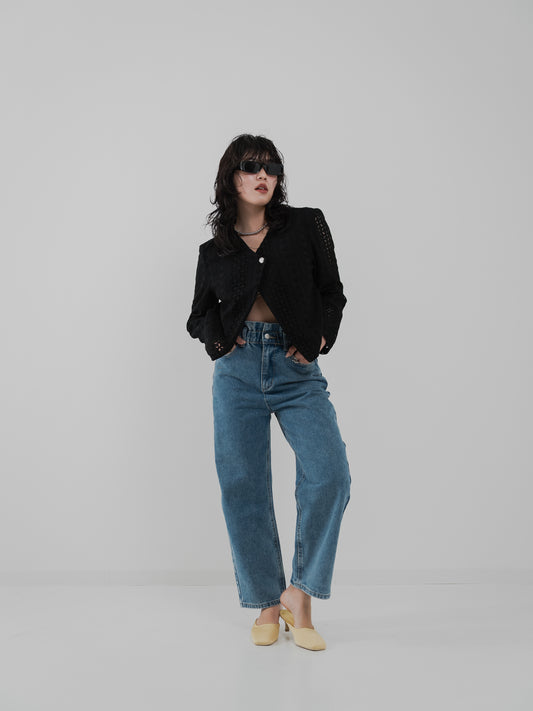Petal Waist Denim Pants