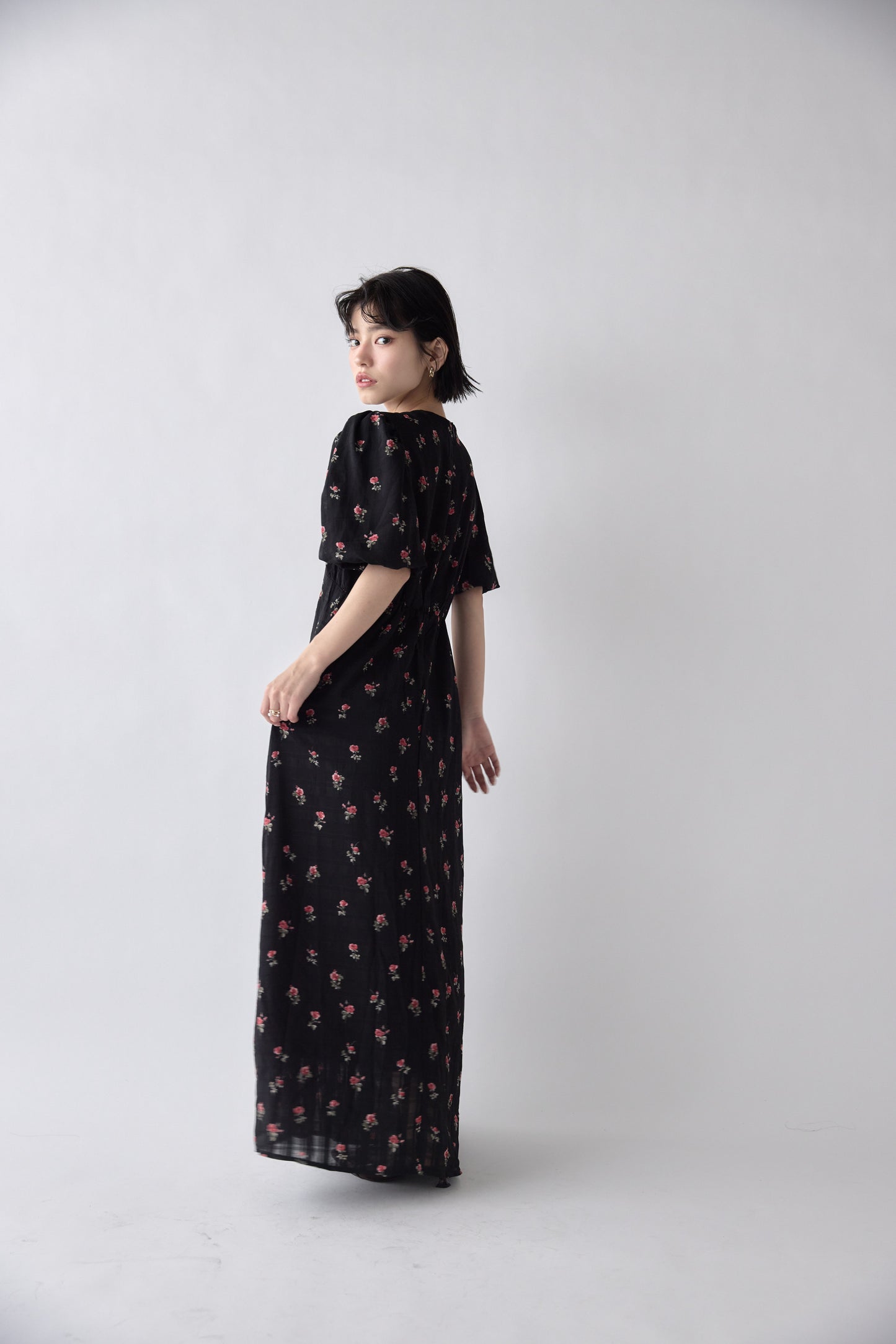 Classic Floral Puff Dress