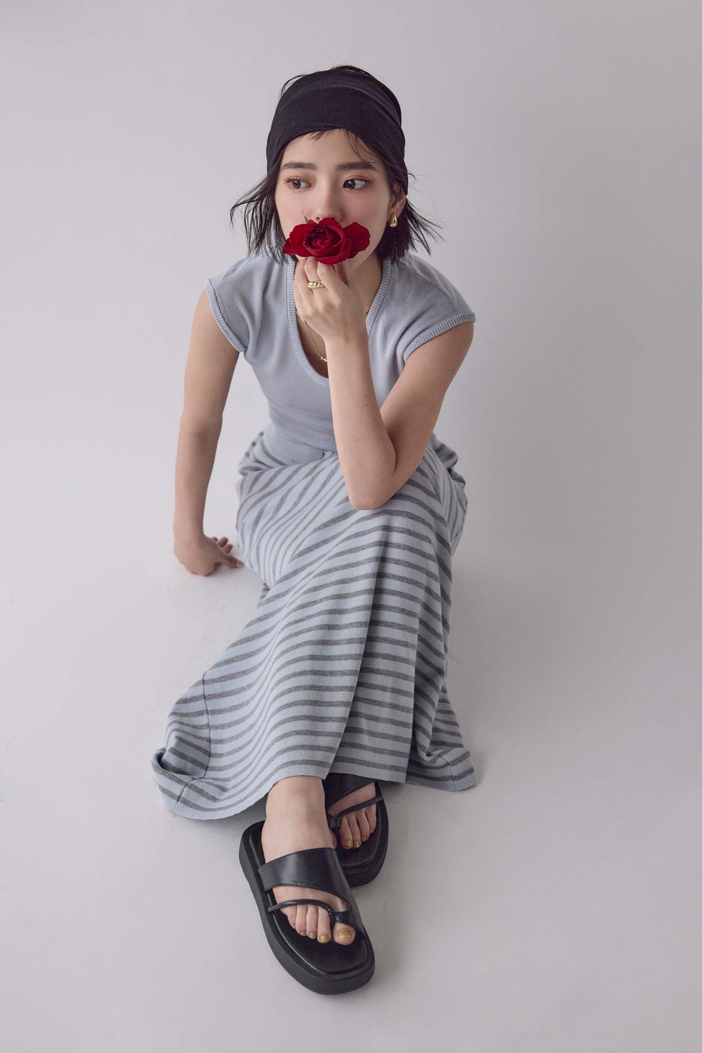 U Neck Border Knit Set