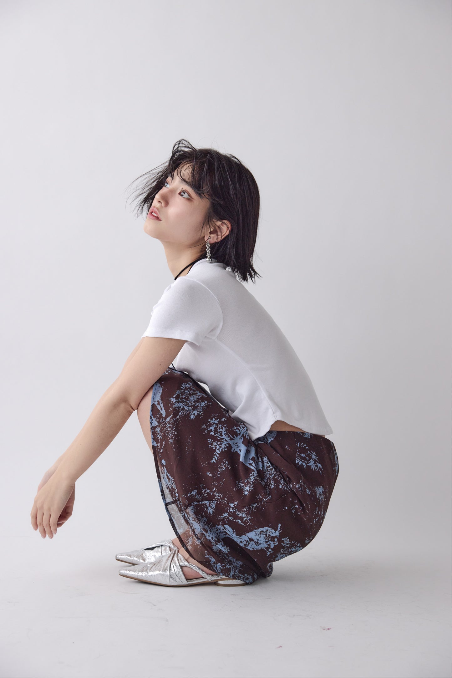 Abstract Sheer Midi Skirt