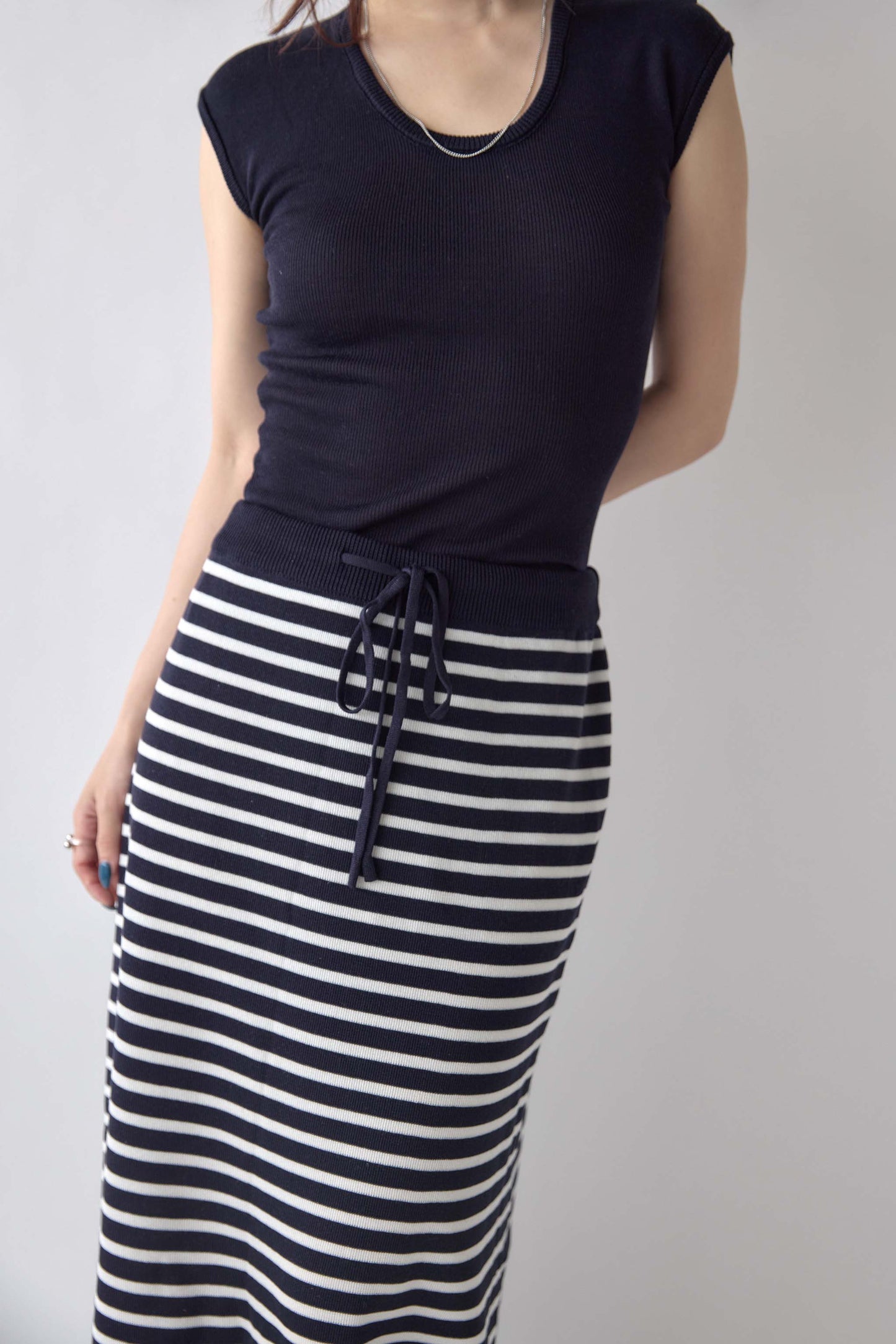 U Neck Border Knit Set