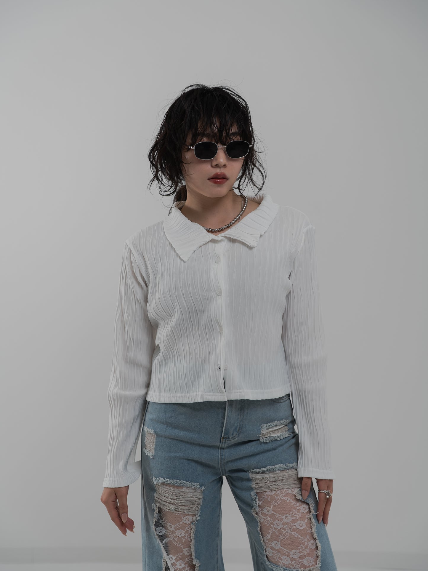 Striped Pleated Shirt