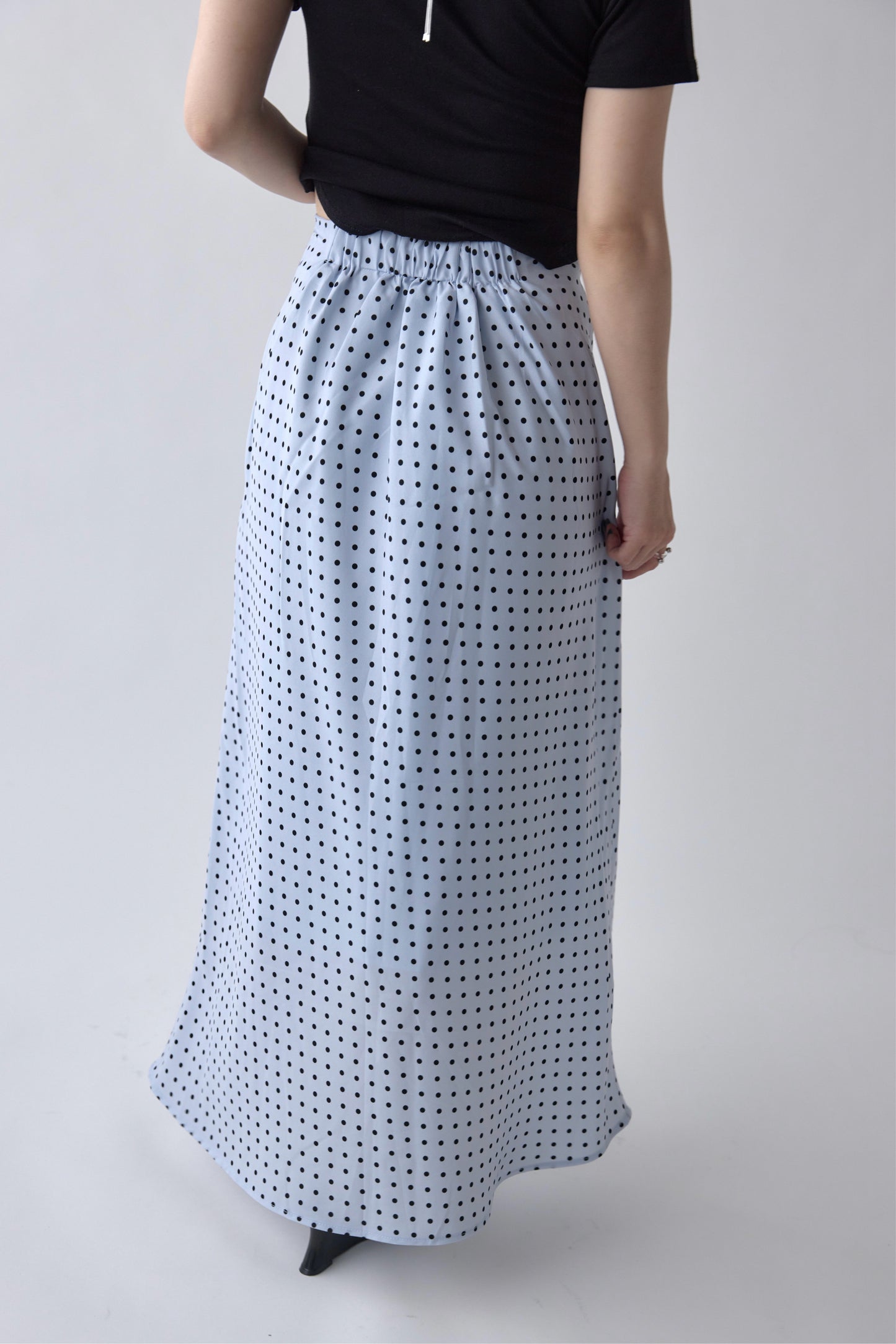 Satin Dot Flare Skirt