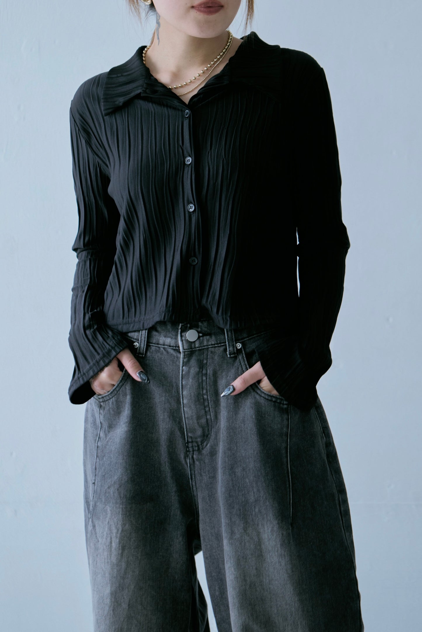 Striped Pleated Shirt