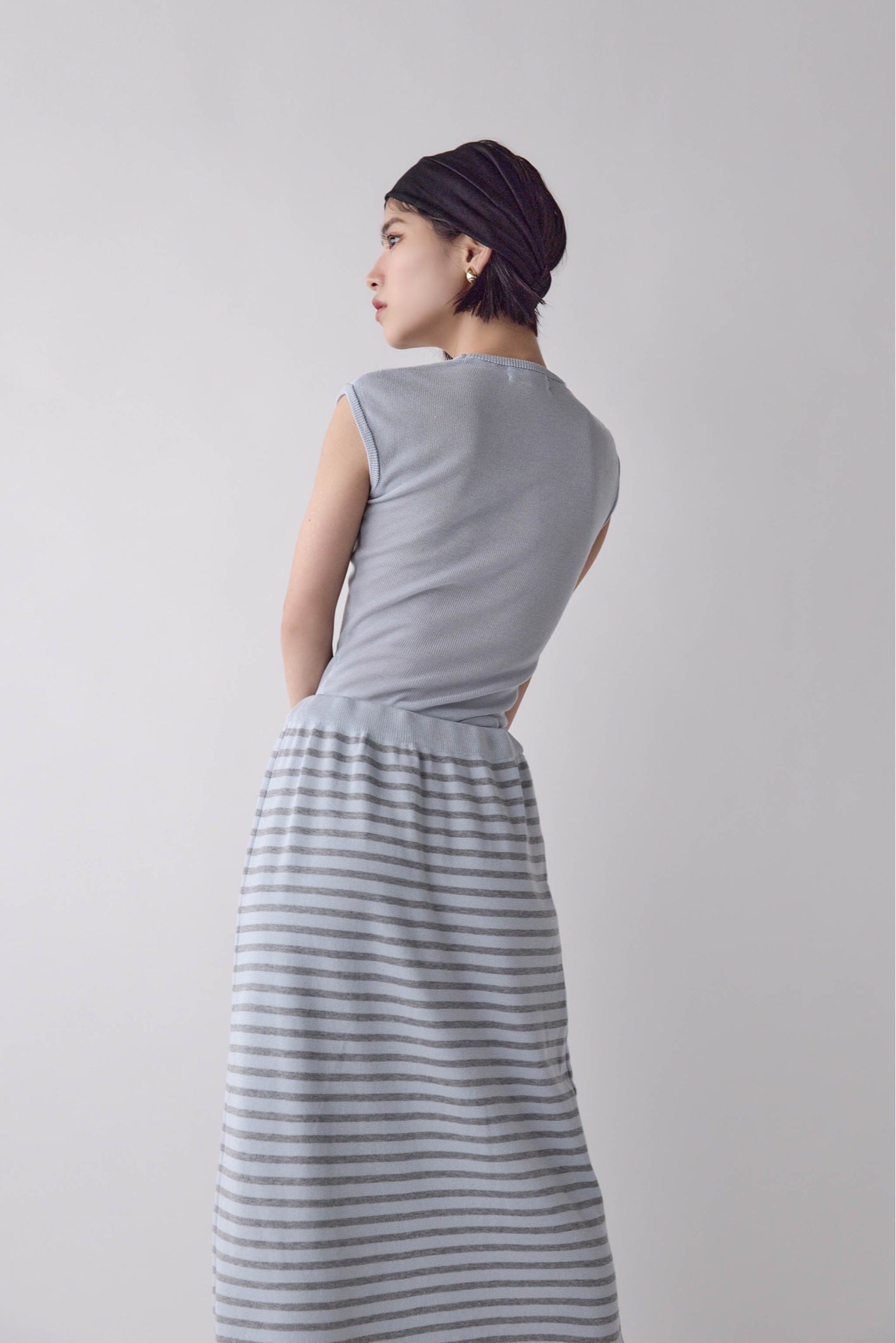 U Neck Border Knit Set