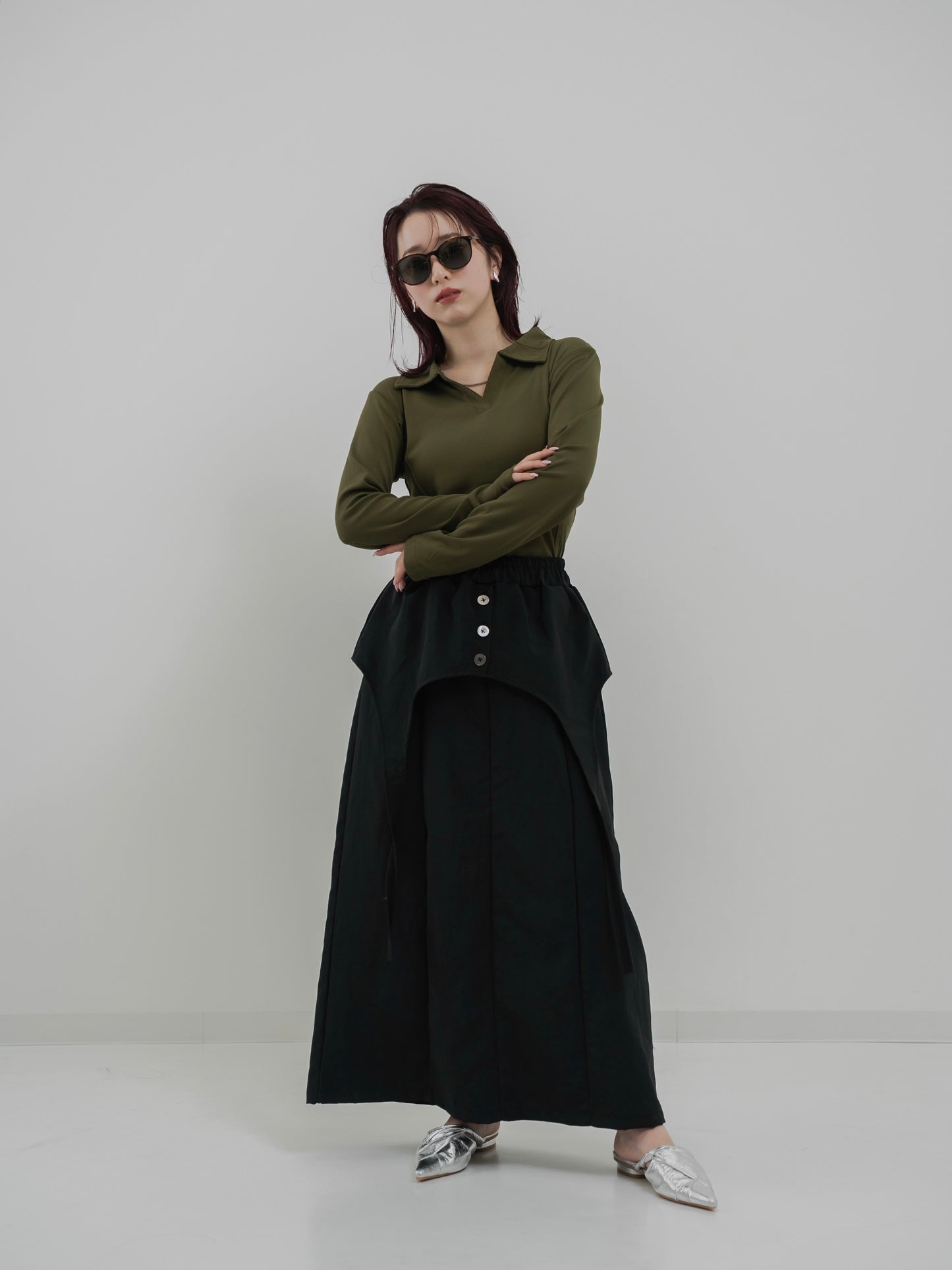 Double Wrap Button Skirt