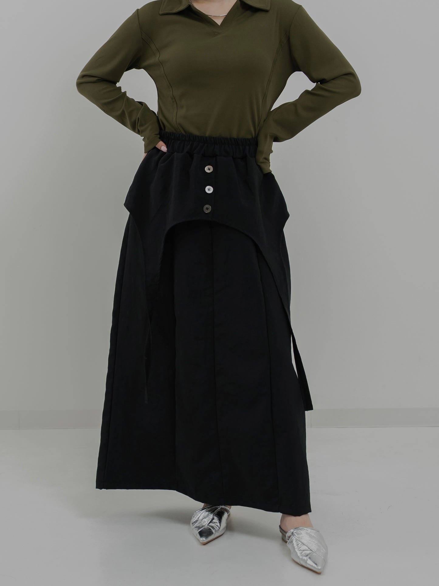 Double Wrap Button Skirt